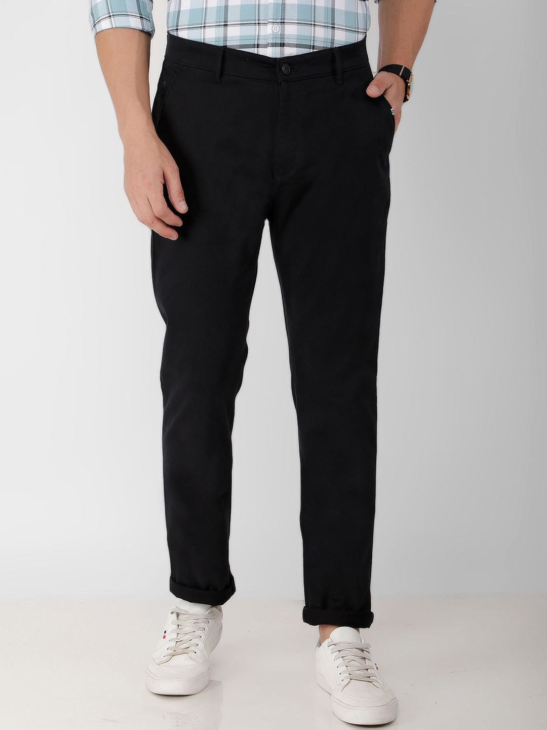 Buy Crimsoune Club Men Smart Slim Fit Easy Wash Chinos Trousers ...