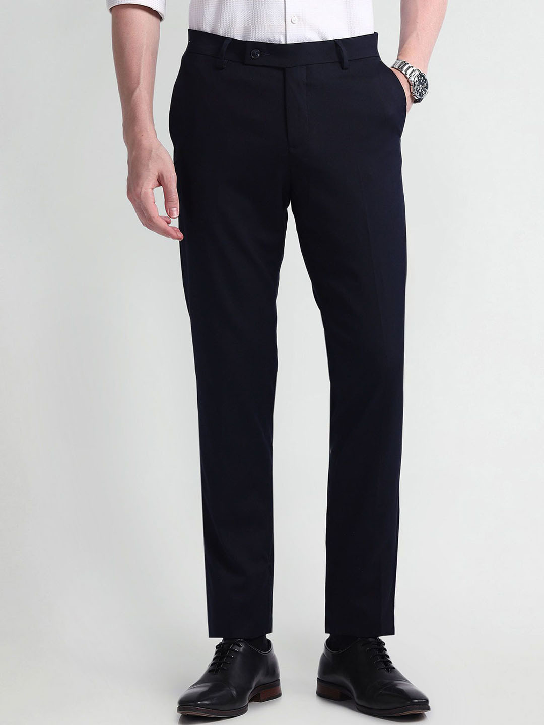 Buy Arrow Men Mid Rise Tailored Fit Formal Trousers - Trousers for Men ...