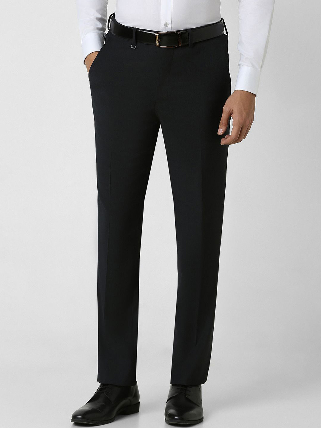 Buy Van Heusen Men Slim Fit Mid Rise Formal Trousers - Trousers for Men ...