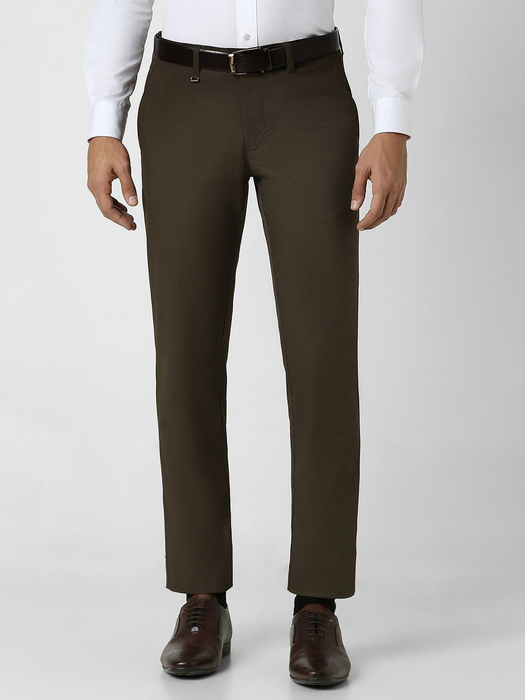 Buy Van Heusen Men Textured Slim Fit Mid Rise Flat Front Formal ...