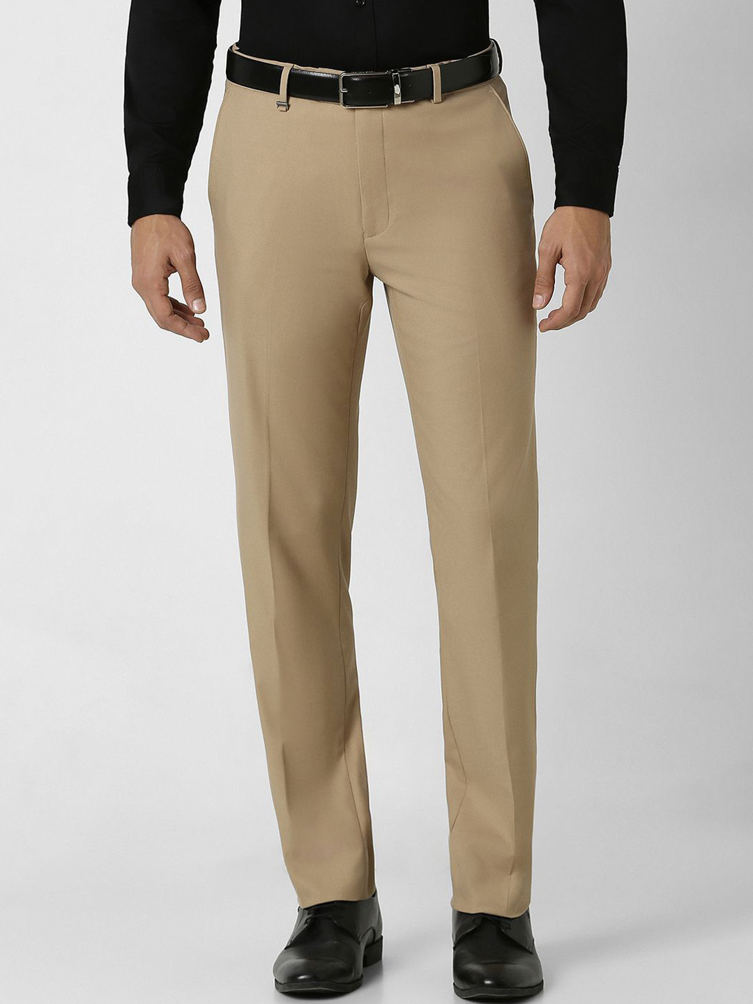 Buy Van Heusen Men Solid Mid Rise Slim Fit Formal Trousers - Trousers ...