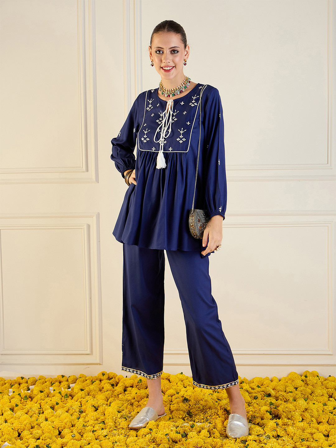SASSAFRAS Embroidered Top With Trouser Co-Ords main image 0