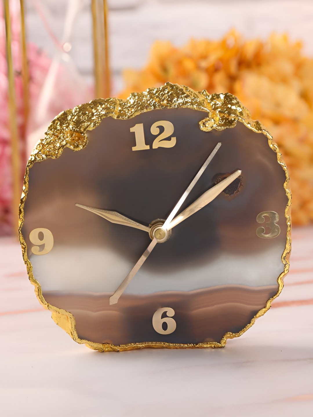 Buy THE HOME CO. White & Gold Toned Textured Analogue Contemporary ...