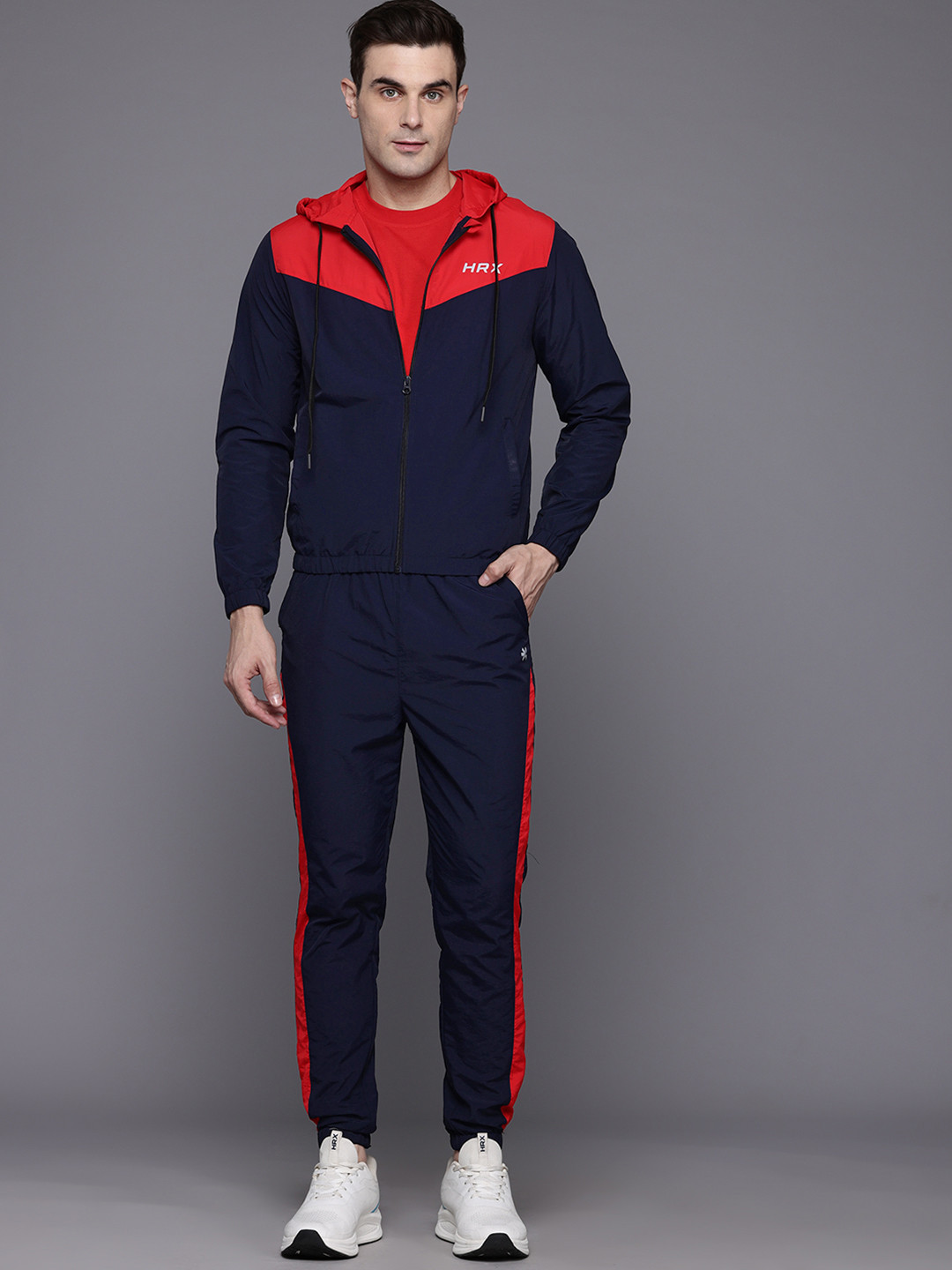 Buy HRX By Hrithik Roshan Colourblocked Rapid Dry Running Tracksuit ...