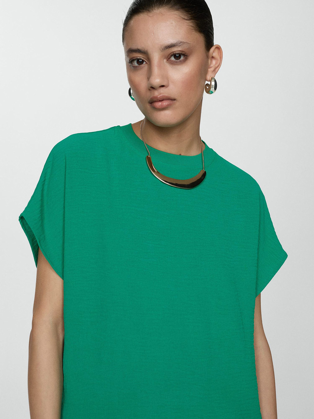 T-shirt Femme Mango Taille XL En Viscose - Couleur Gris Clair, Très Bon état