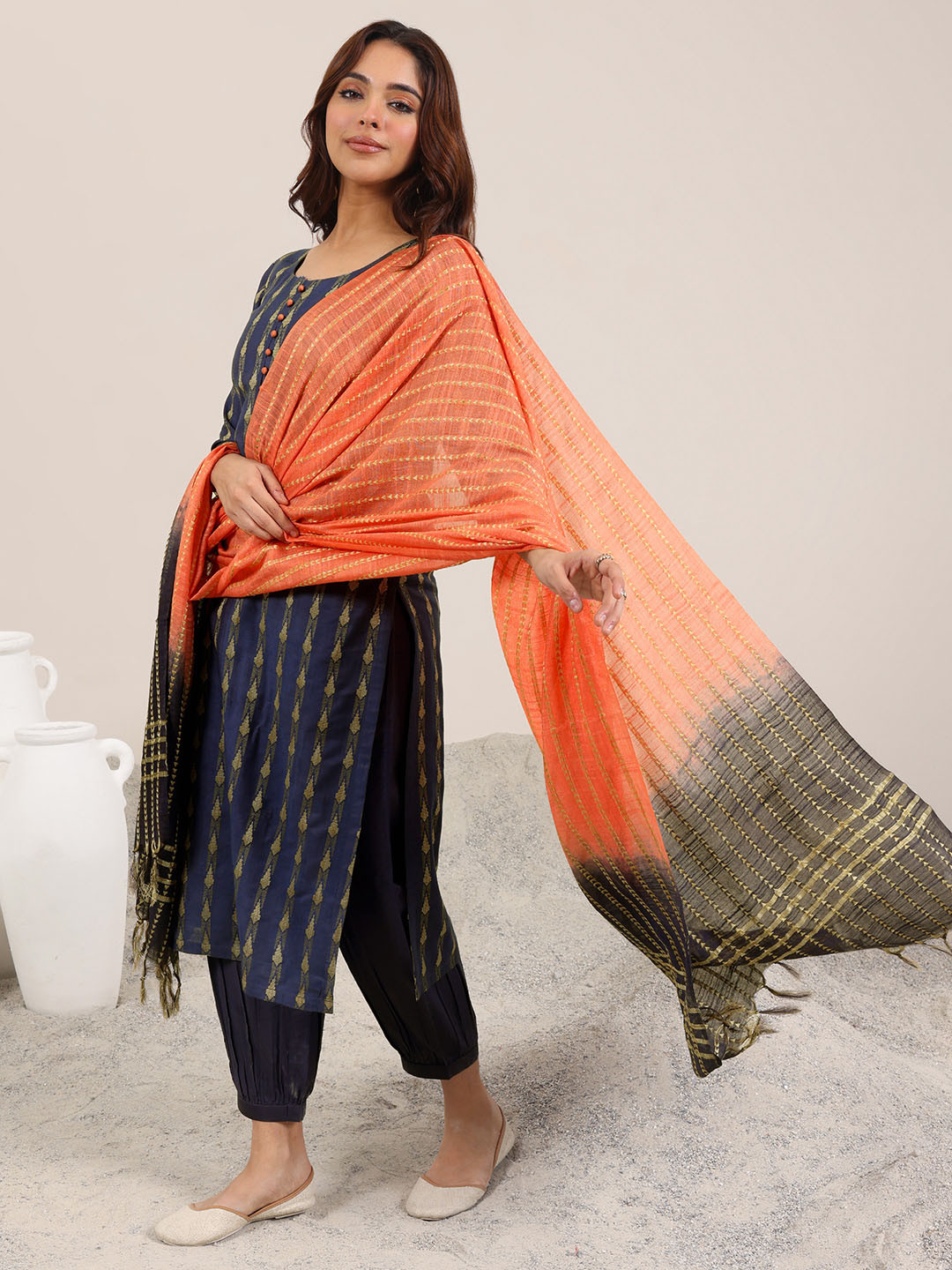 Ethnic Motifs Printed A-Line Kurta with Salwar & Dupatta