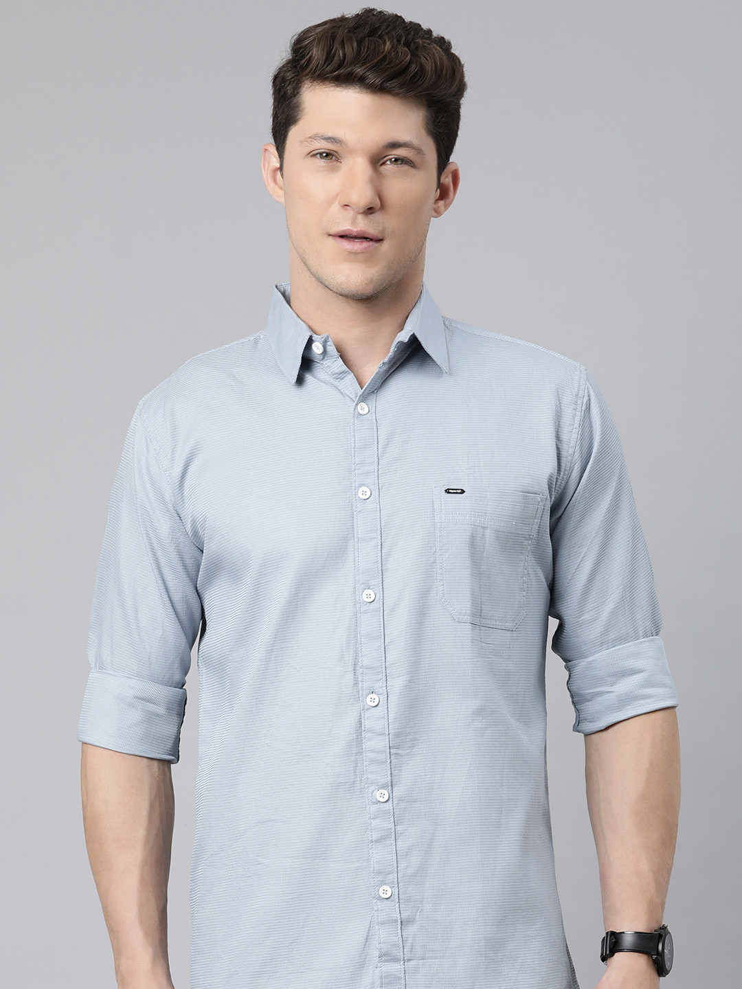 Men's Black Micro Checked Slim Fit Shirt