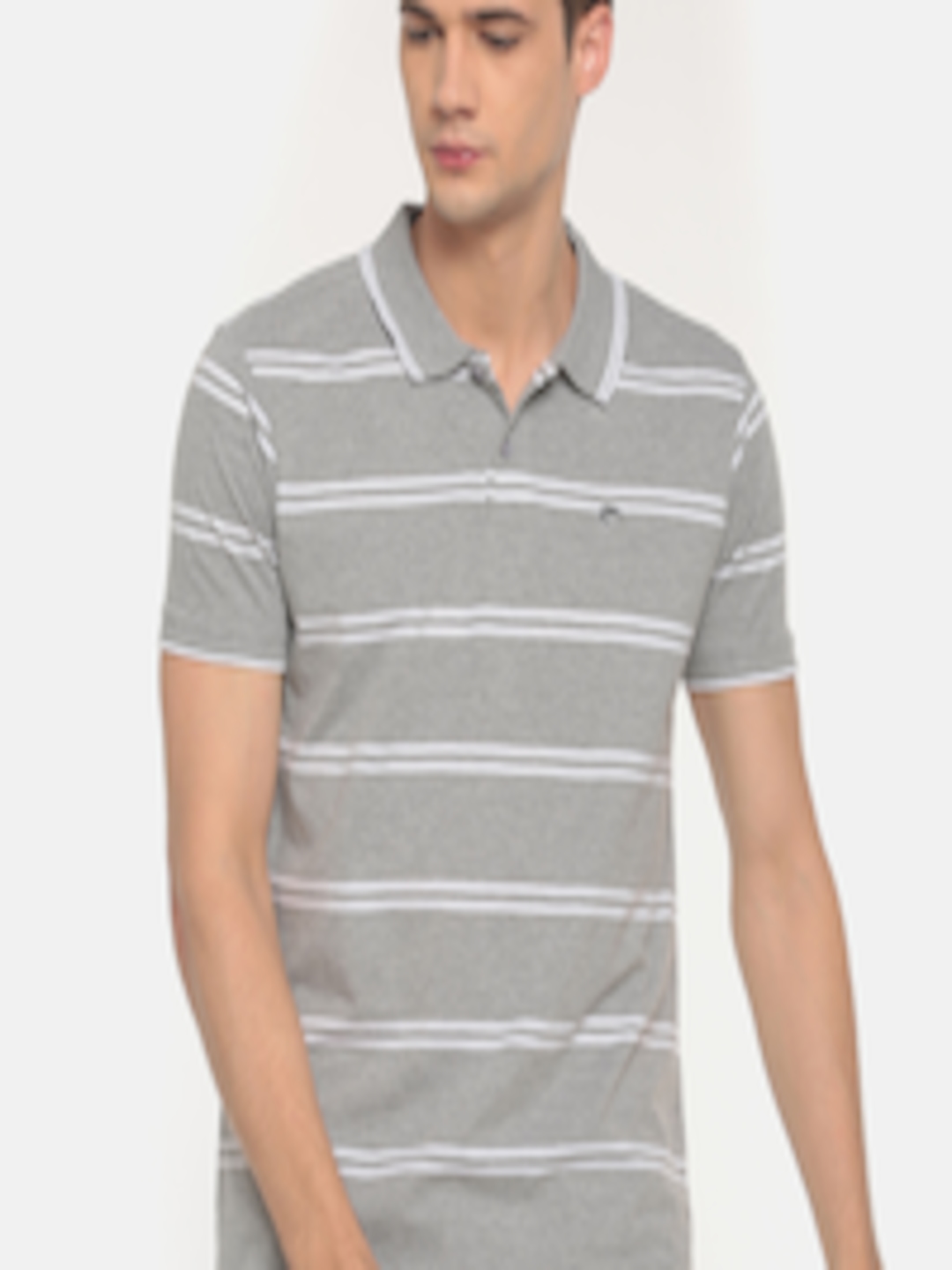 Buy Ruggers Men Grey & White Striped Polo Collar T Shirt - Tshirts for ...
