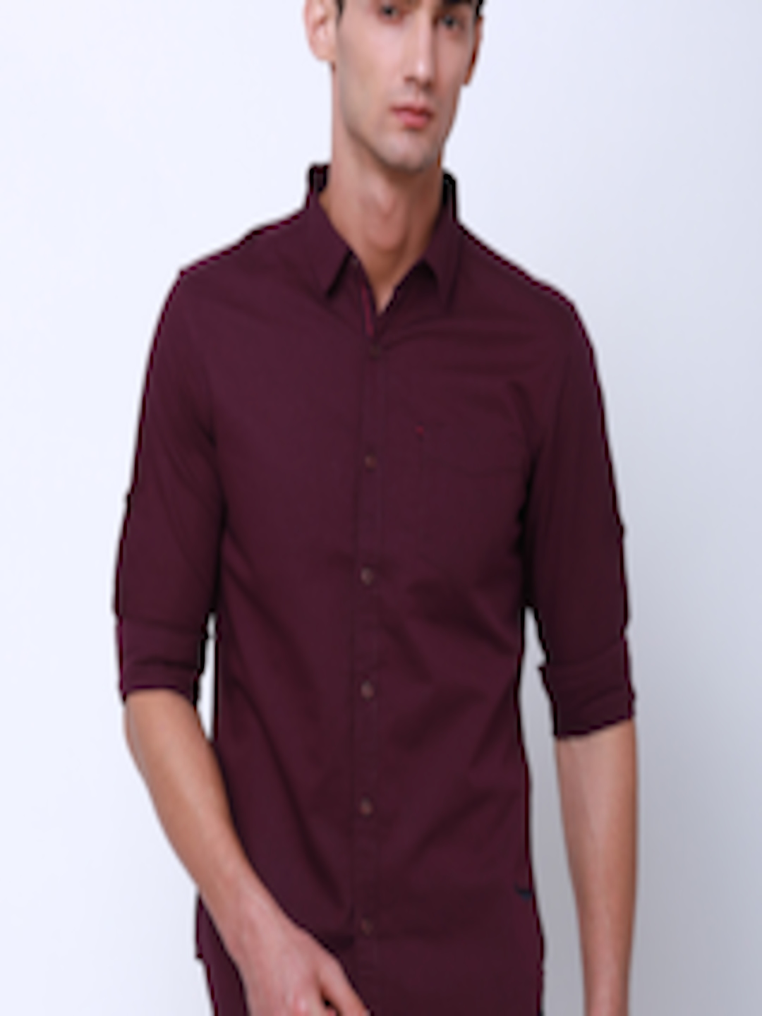 Buy LOCOMOTIVE Men Maroon Slim Fit Solid Casual Shirt - Shirts for Men ...