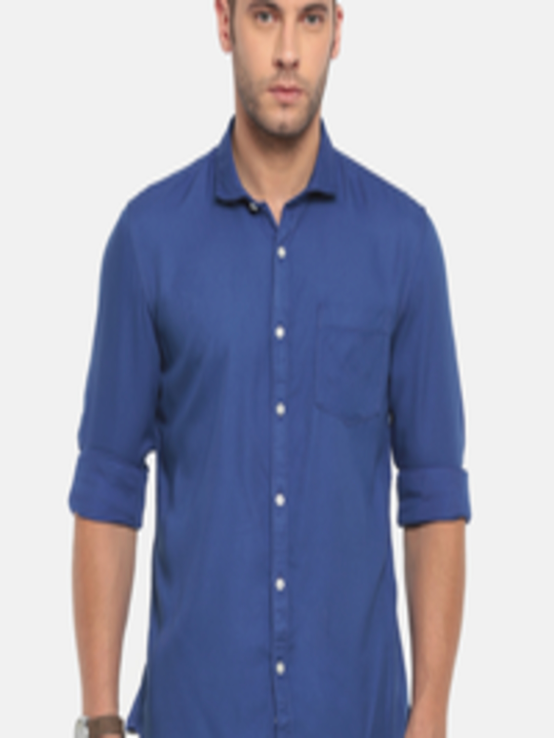 Buy Ruggers Men Blue Contemporary Regular Fit Solid Casual Shirt ...