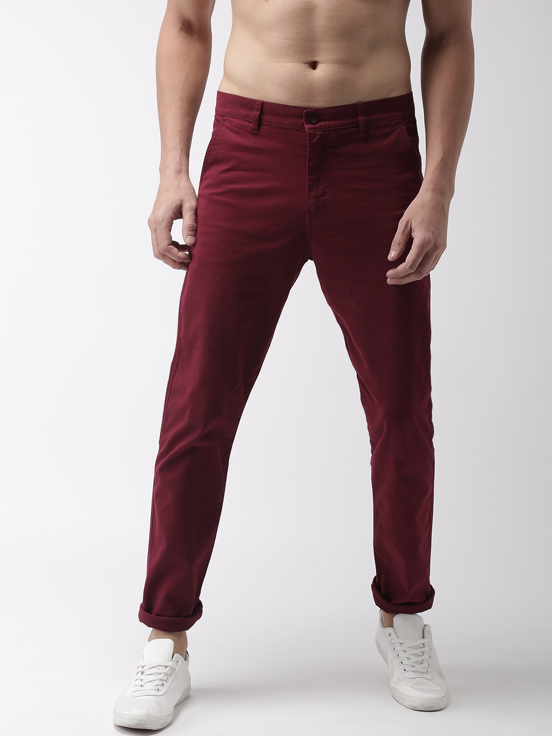 Buy HIGHLANDER Men Maroon Slim Fit Chinos - Trousers for Men 3077240 ...