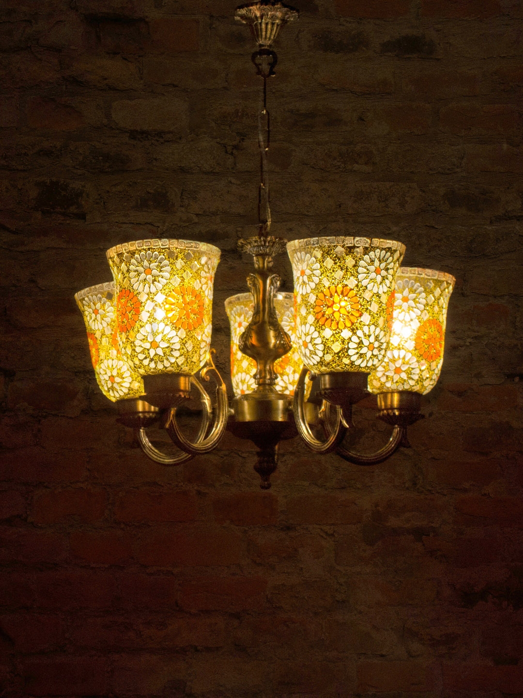 Buy Fos Lighting Cream Coloured Gold Toned Textured Hanging