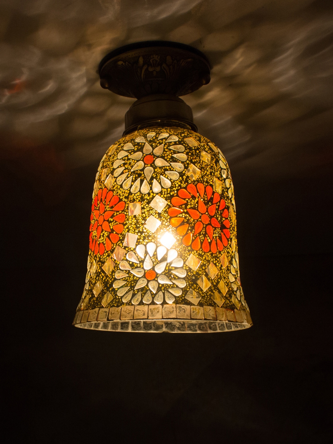 Buy Fos Lighting Cream Coloured Maroon Textured Hanging Ceiling