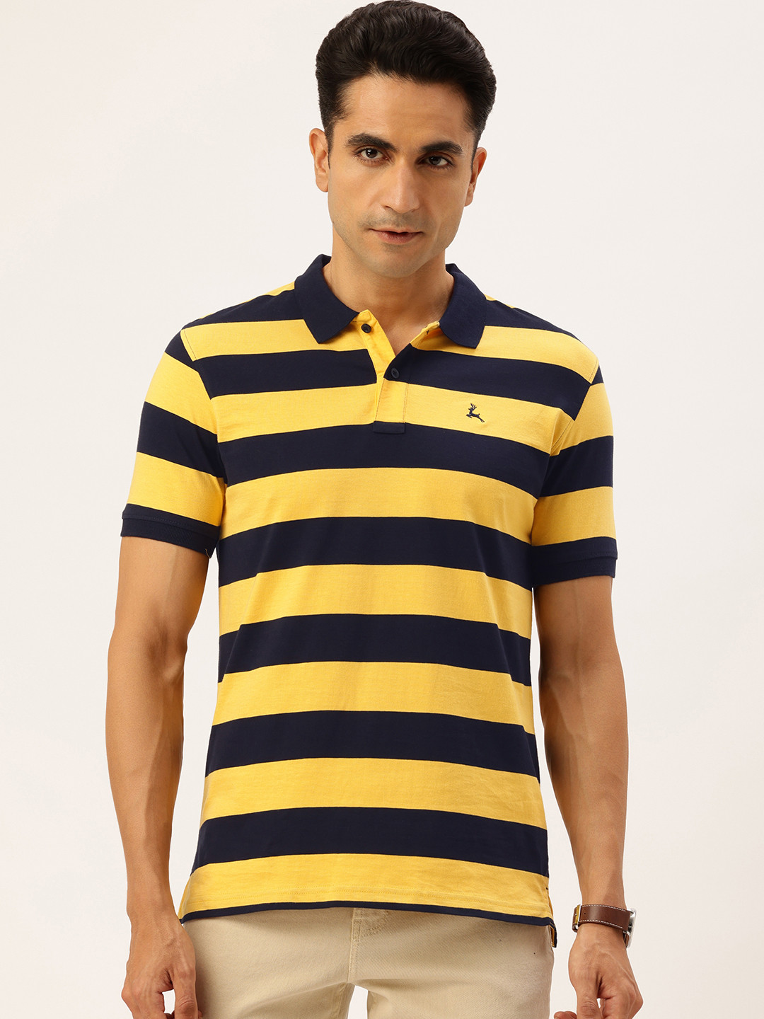 Buy Parx Pure Cotton Striped Polo Collar T Shirt - Tshirts for Men ...
