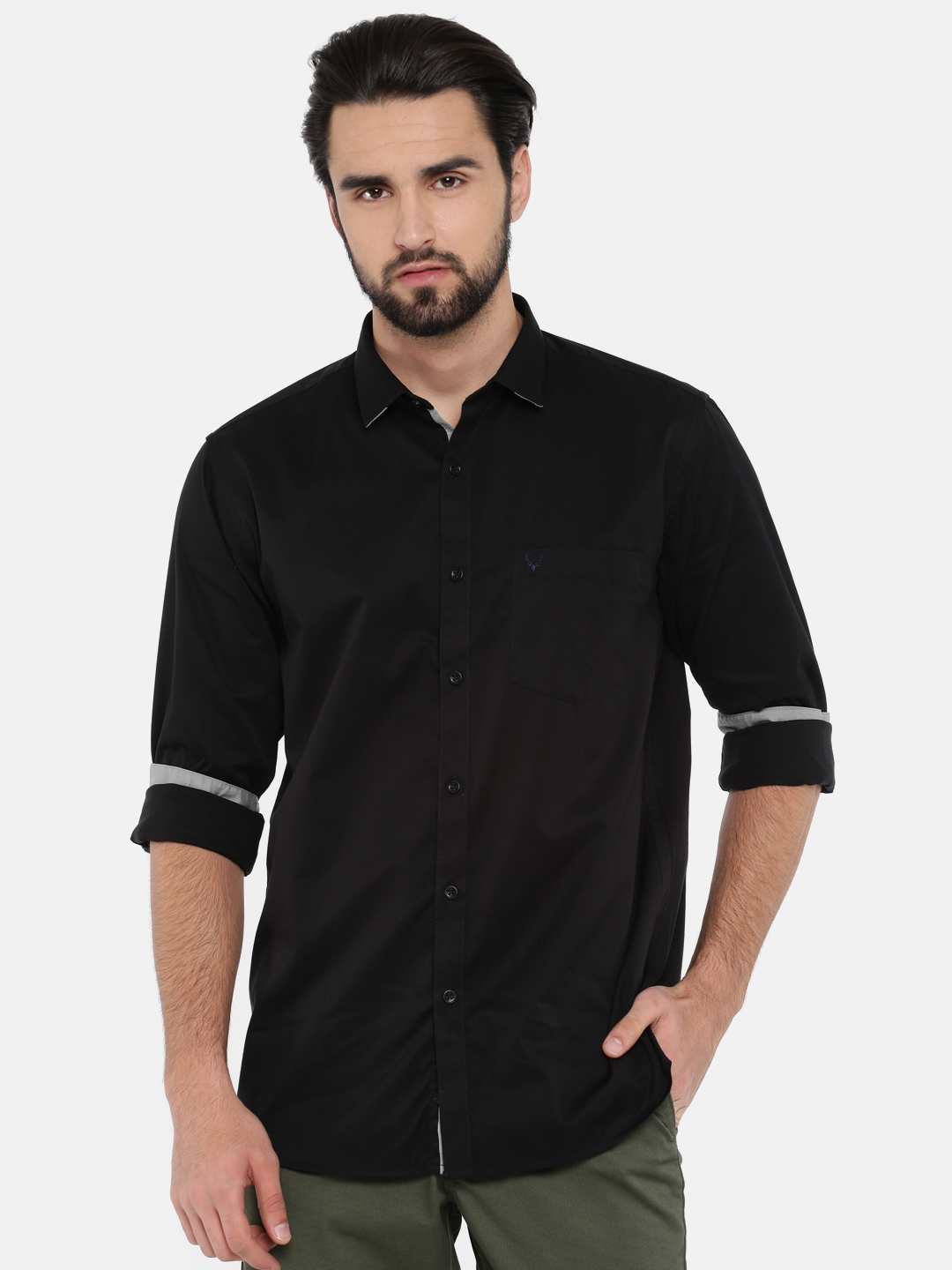Buy Allen Solly Men Black Sport Slim Fit Solid Casual Shirt - Shirts ...