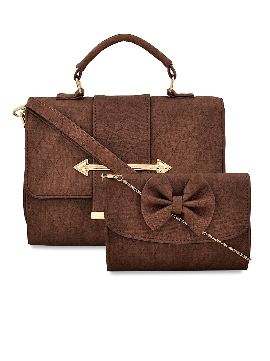 Buy Mark & Keith Set Of 2 Brown Self Design Handheld Bag Handbags for