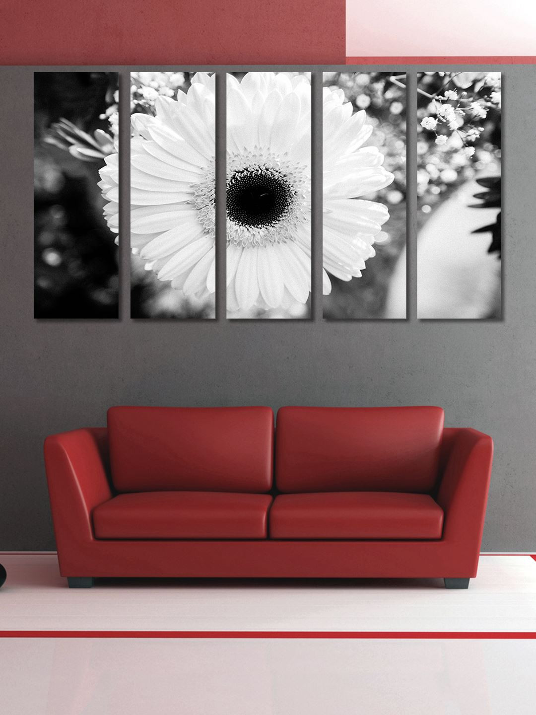 Buy 999Store White And Black Set Of 5 Floral Wall Art Wall Art for