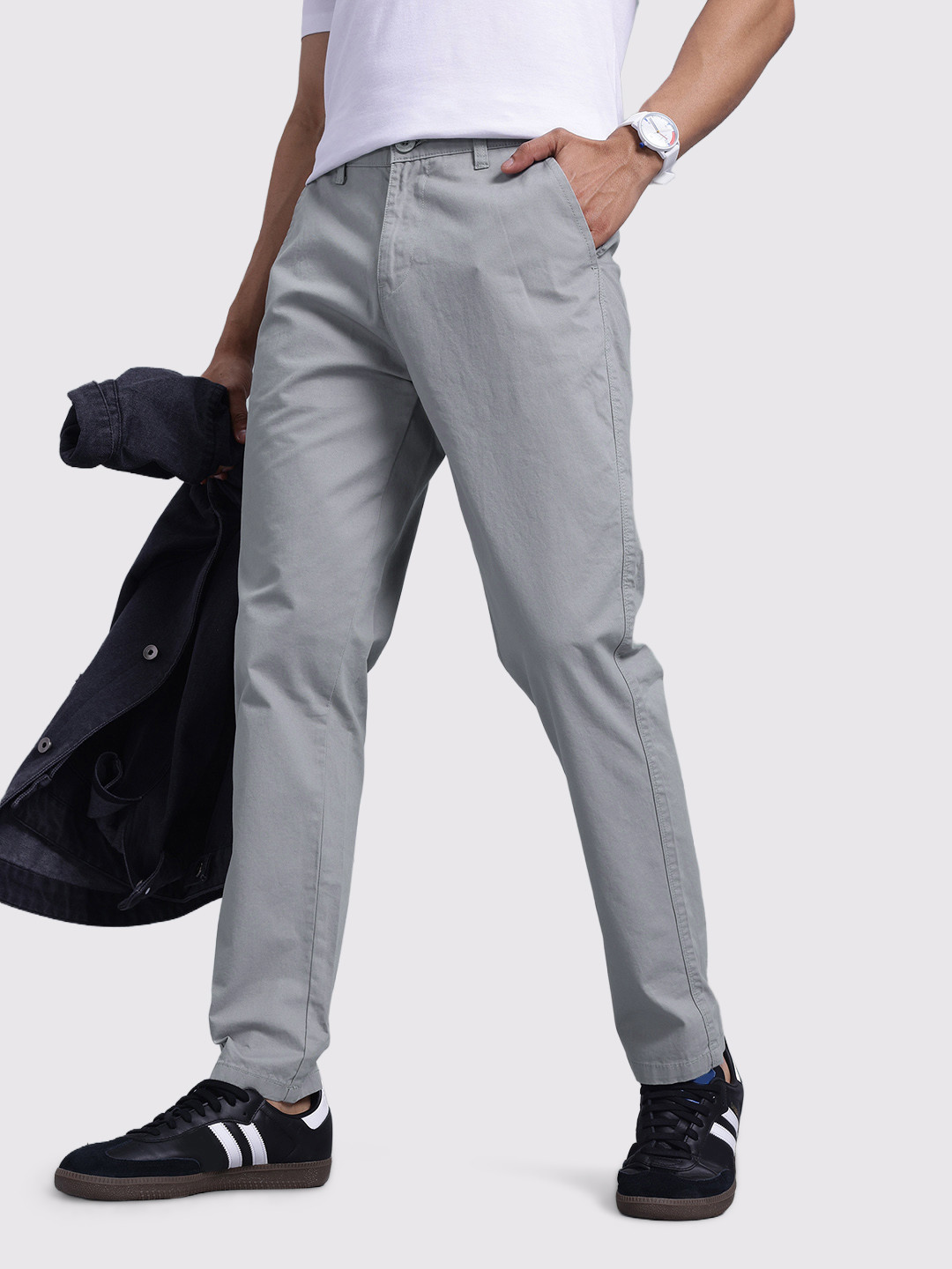 Buy The Roadster Life Co. Men Pure Cotton Regular Fit Chinos - Trousers ...