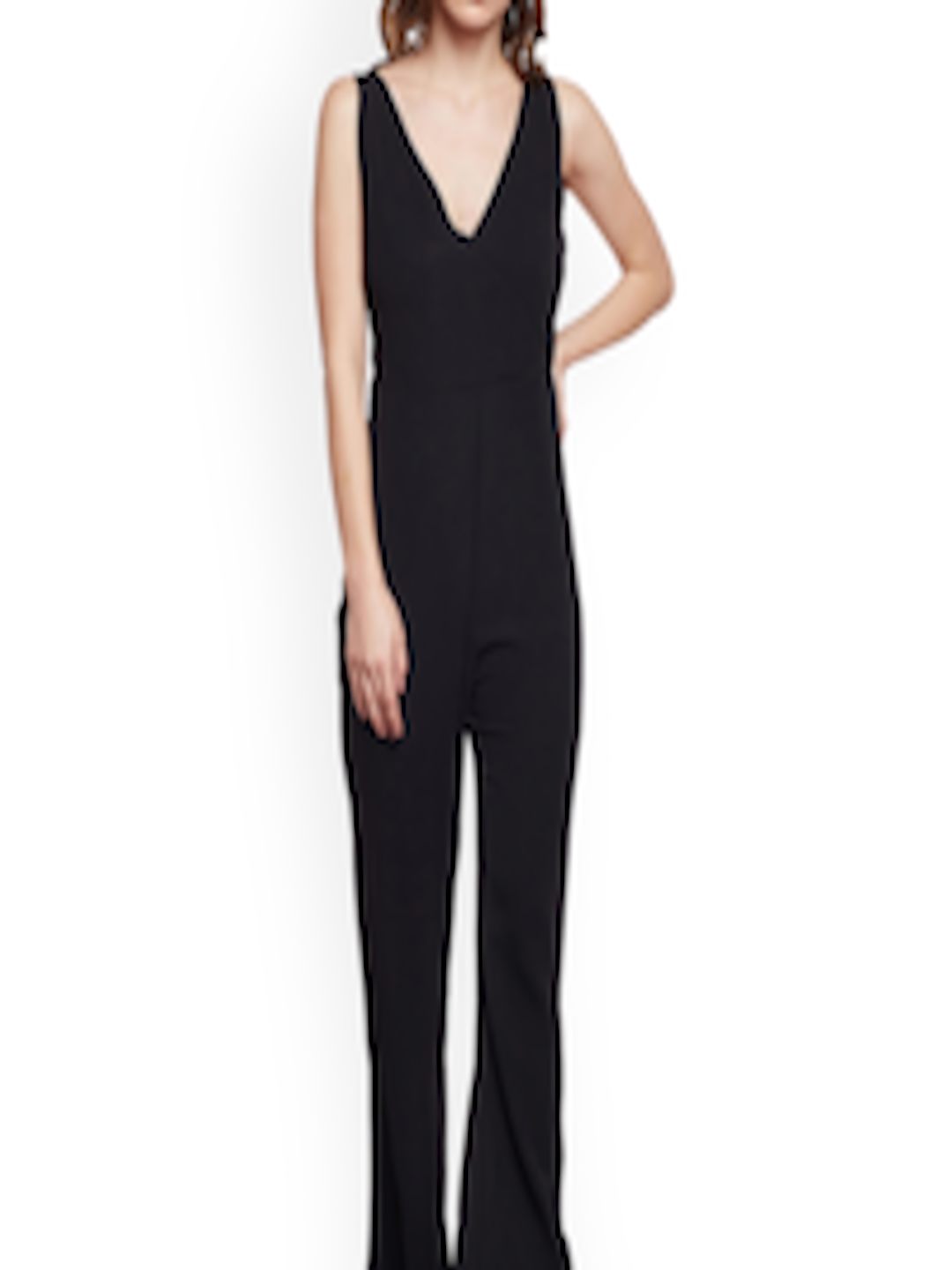 Buy THE SILHOUETTE STORE Black Solid Basic Jumpsuit - Jumpsuit for ...