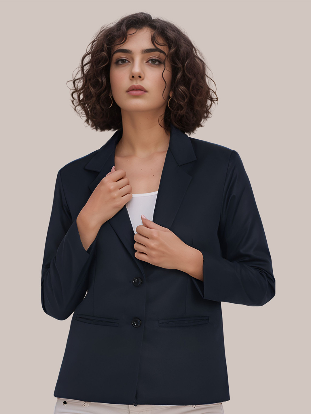 Women's Violet Notched Lapel Collar Single Breasted Slim-Fit Blazer