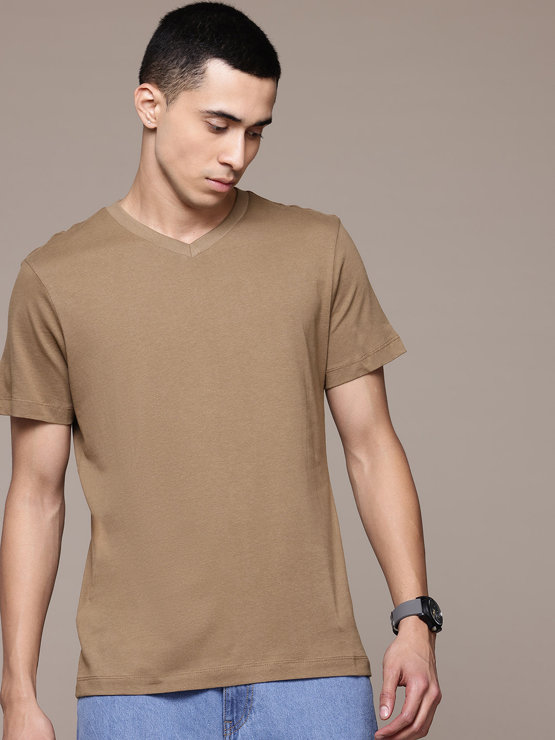 Buy MANGO MAN V Neck Pure Cotton T Shirt - Tshirts for Men 31856103 ...