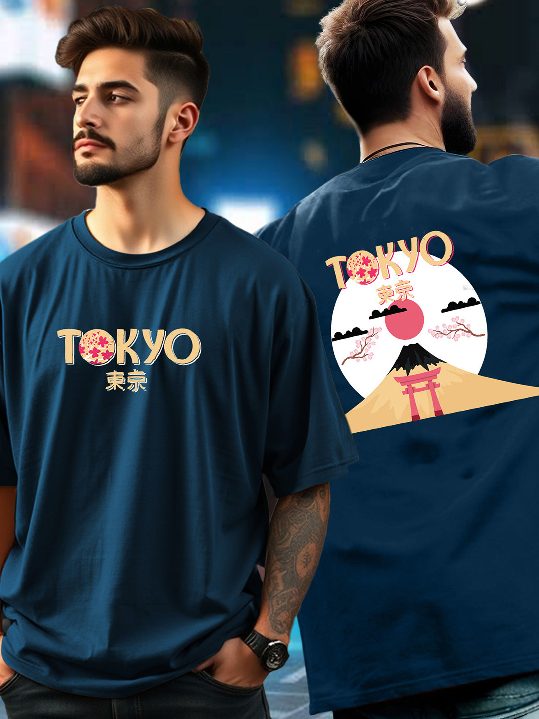 Men's Typography White Graphic Printed Round Neck Oversized T-Shirt