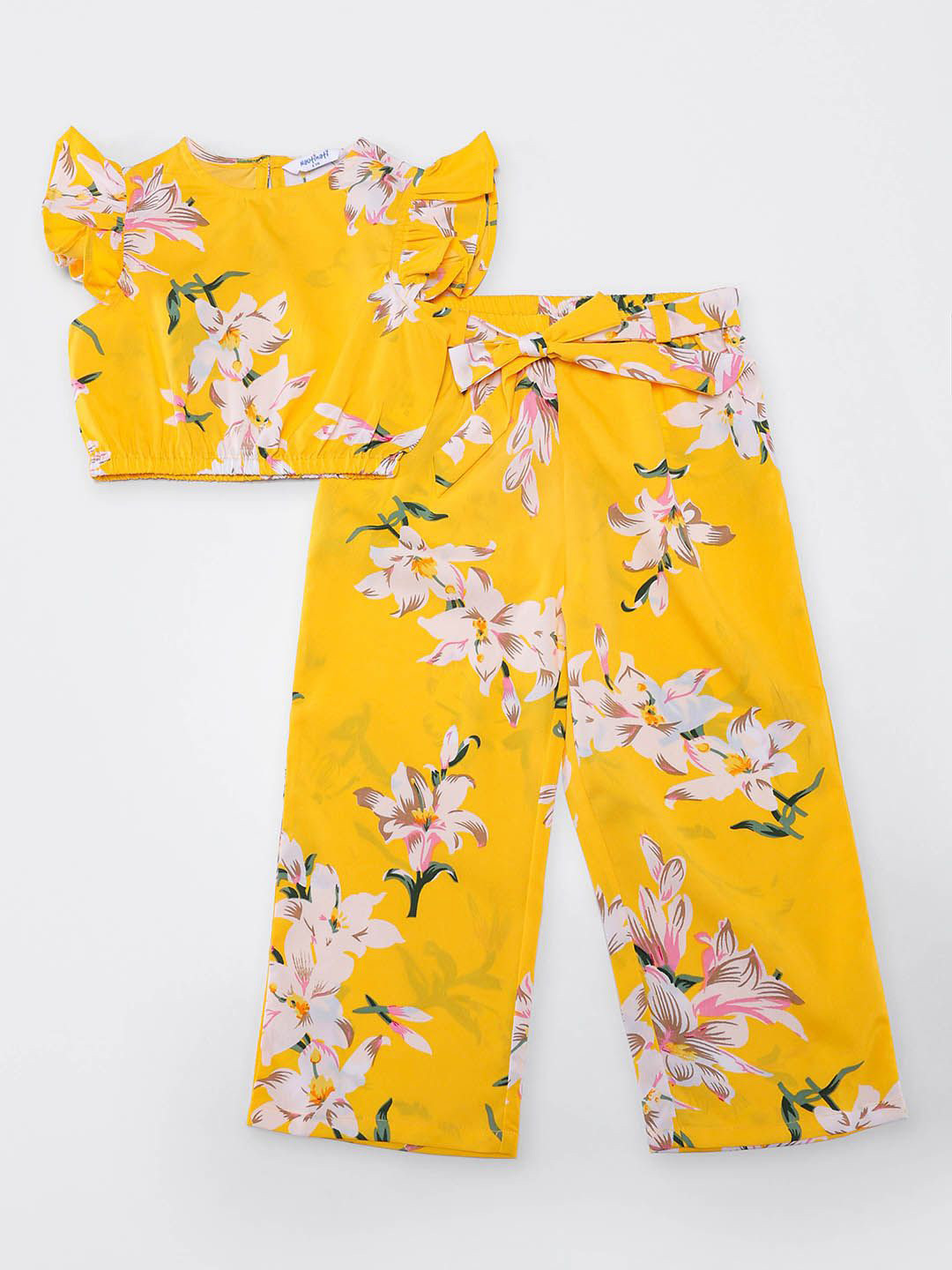 Nautinati  Girls' Cotton All-over Floral Printed Top and Shorts Co-ord Set