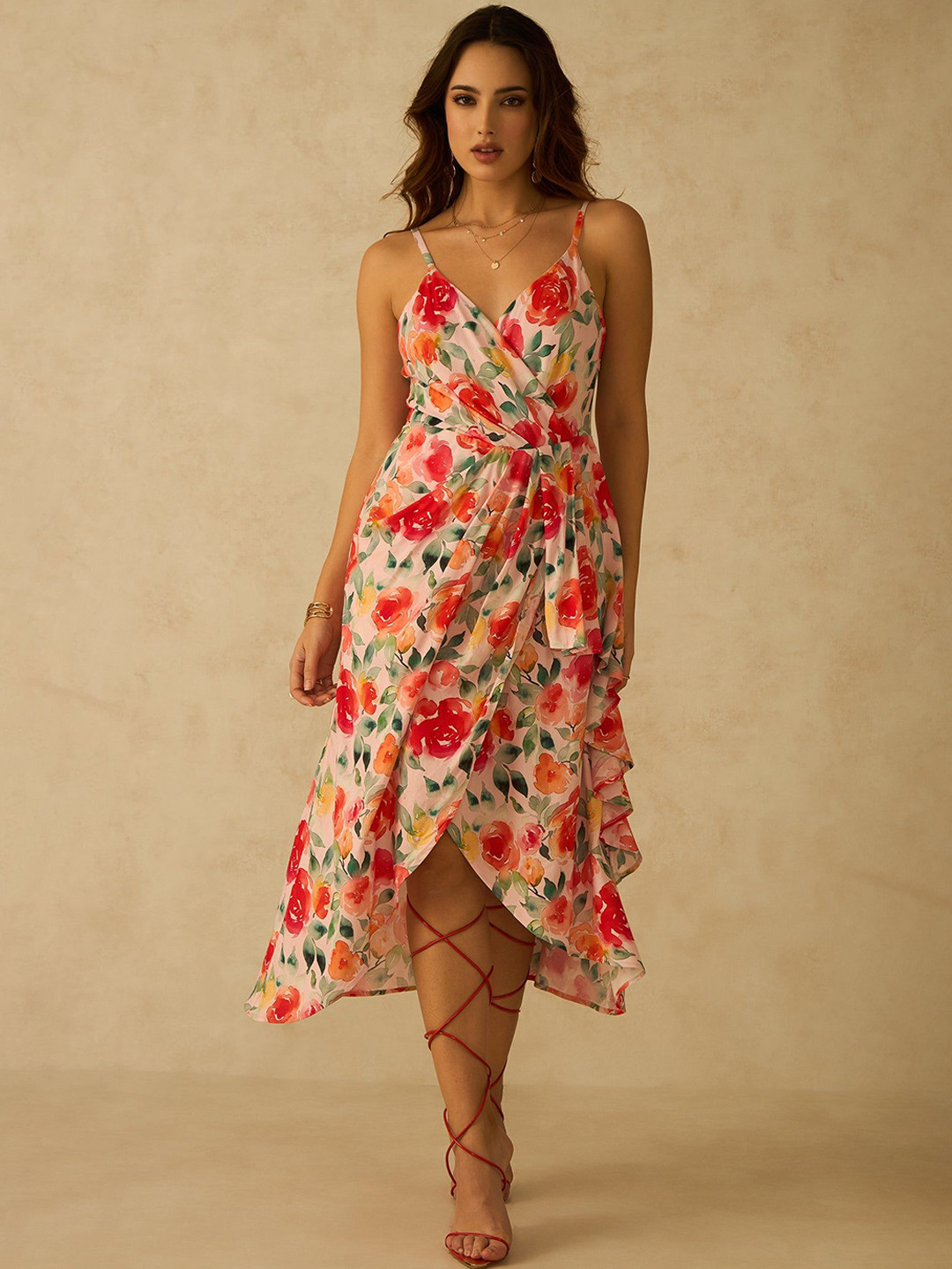 Flourish V Neck Women's Midi Dress