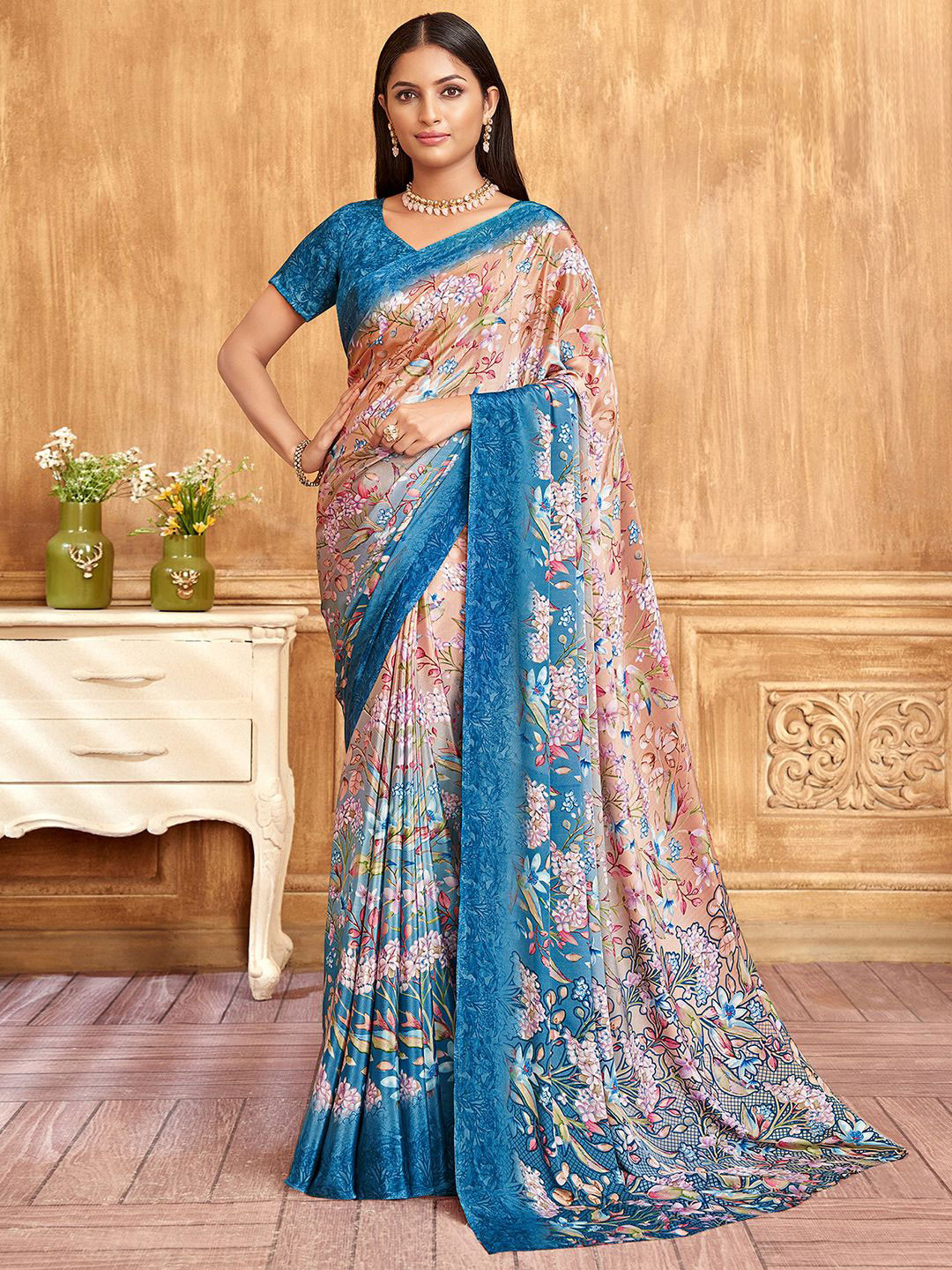 Buy Mitera Floral Pure Crepe Saree Sarees for Women 32058434 Myntra