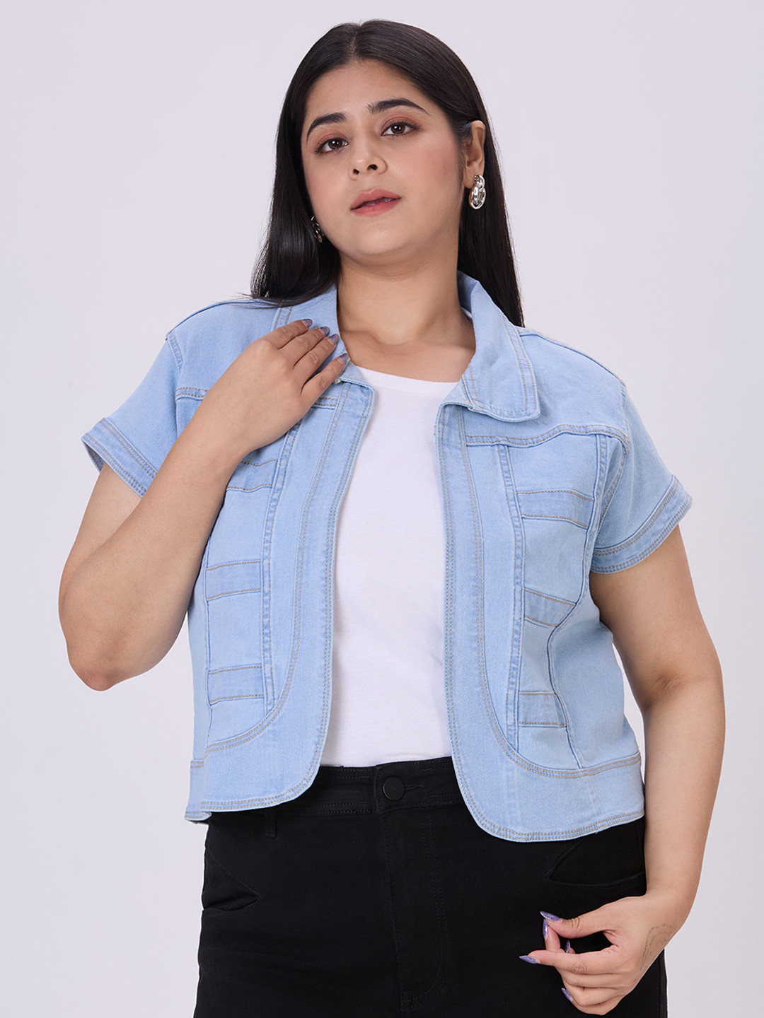Women Magenta Rib Front Open Shrug