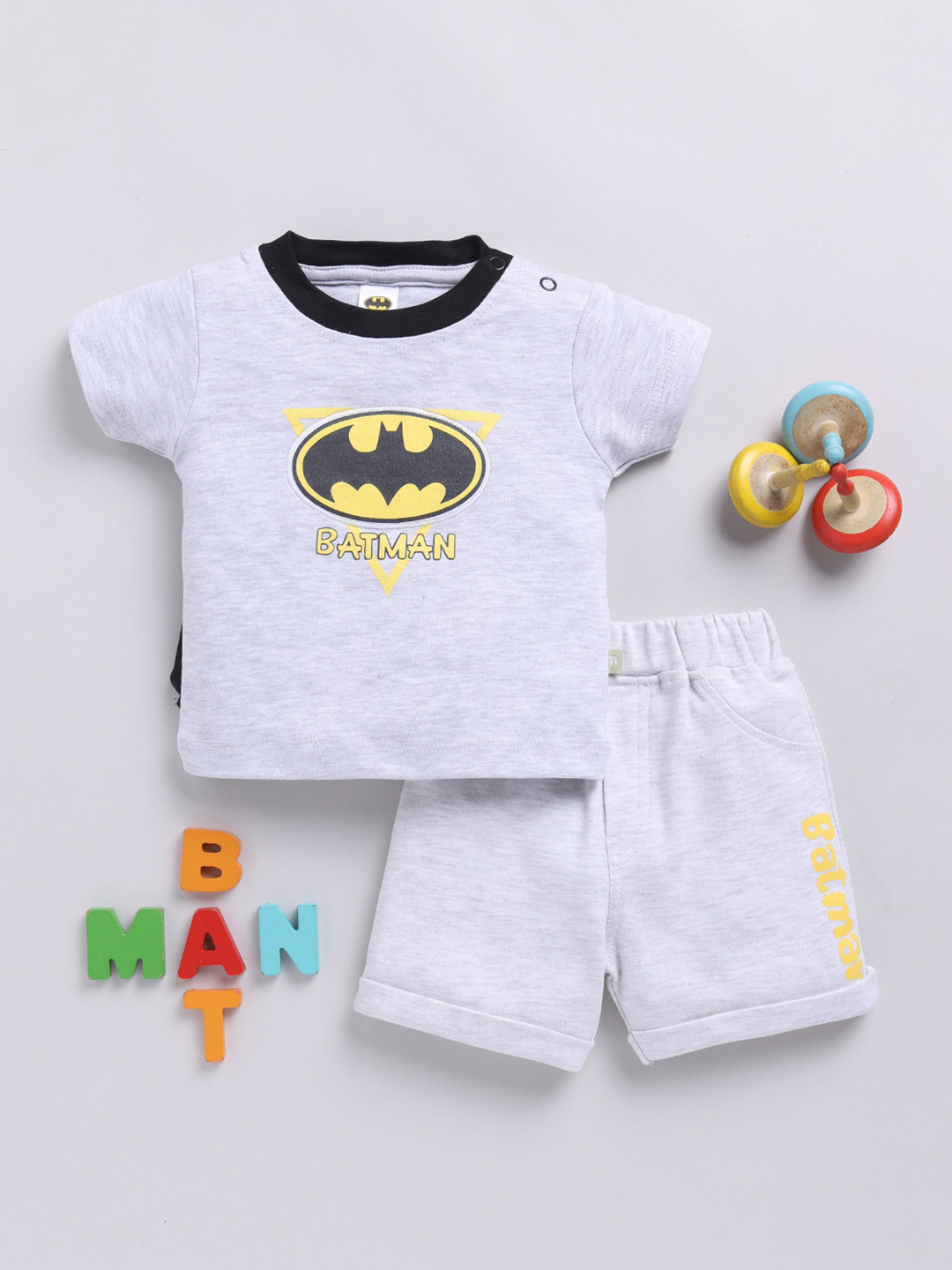 Batman Printed Dress For Baby Boy in  Blended Stuff Blue Color main image 1