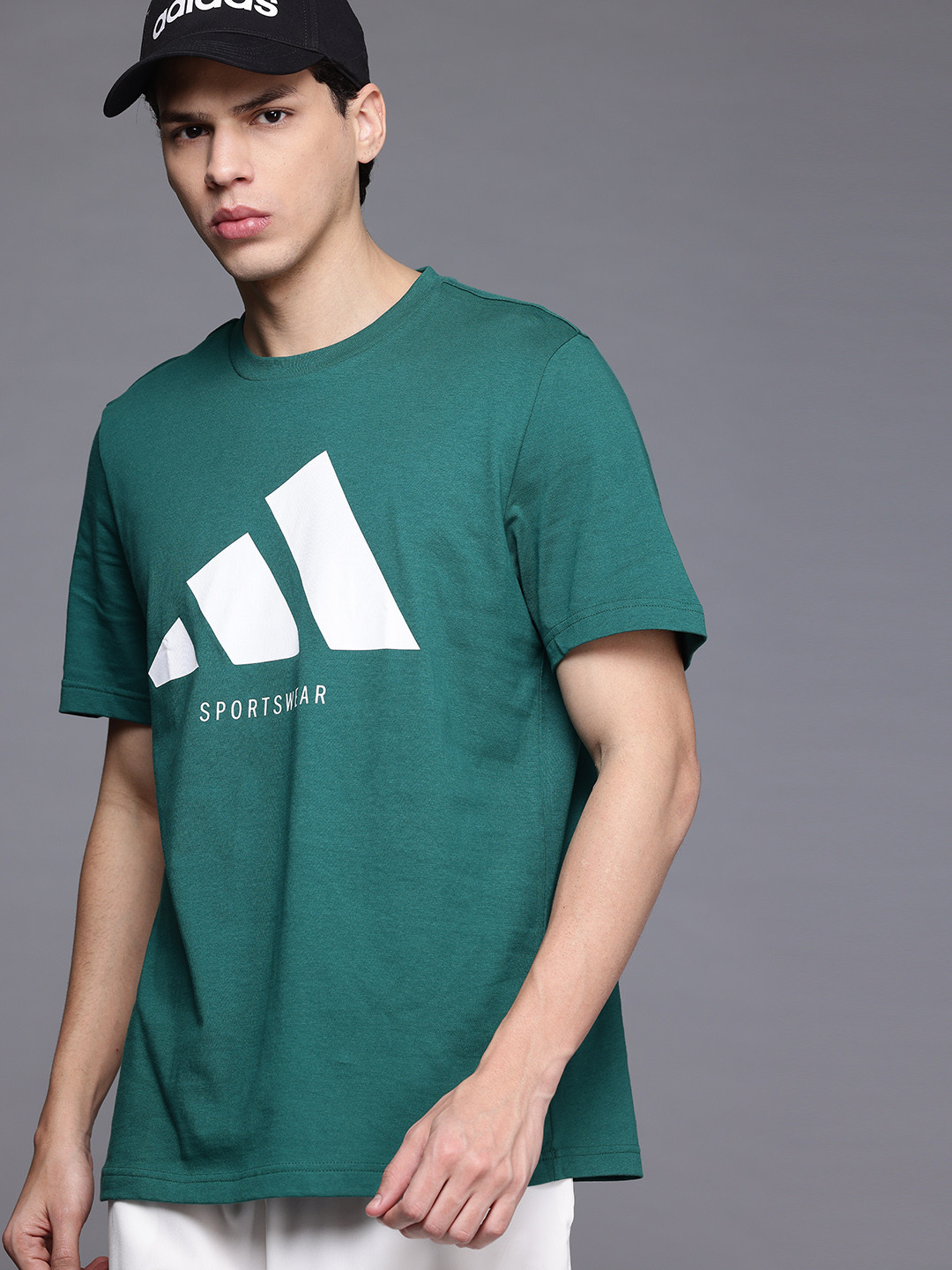 Buy ADIDAS Sportswear Logo Print Pure Cotton T Shirt - Tshirts for Men ...