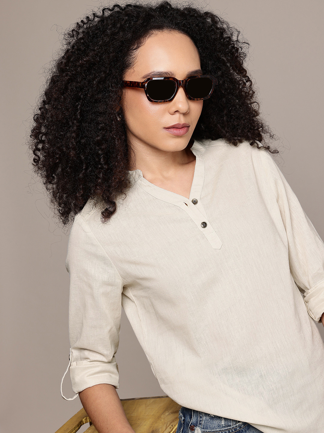 Roll Collar Top