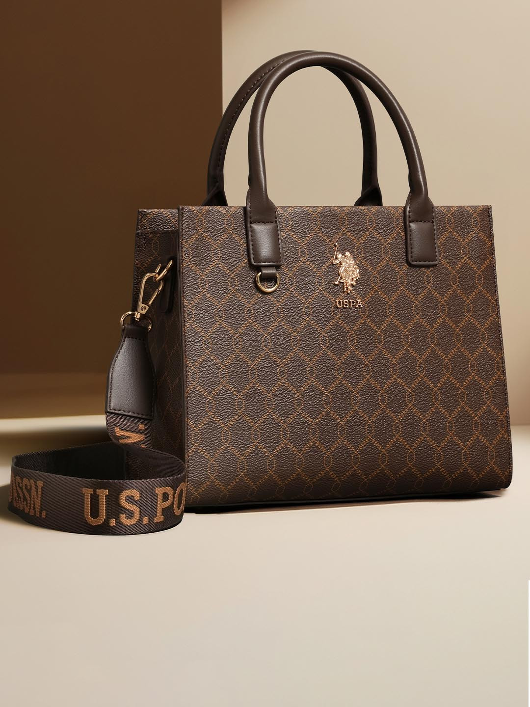 Buy U.S. Polo Assn. Women SCARLET Checked Structured Handheld Bag ...