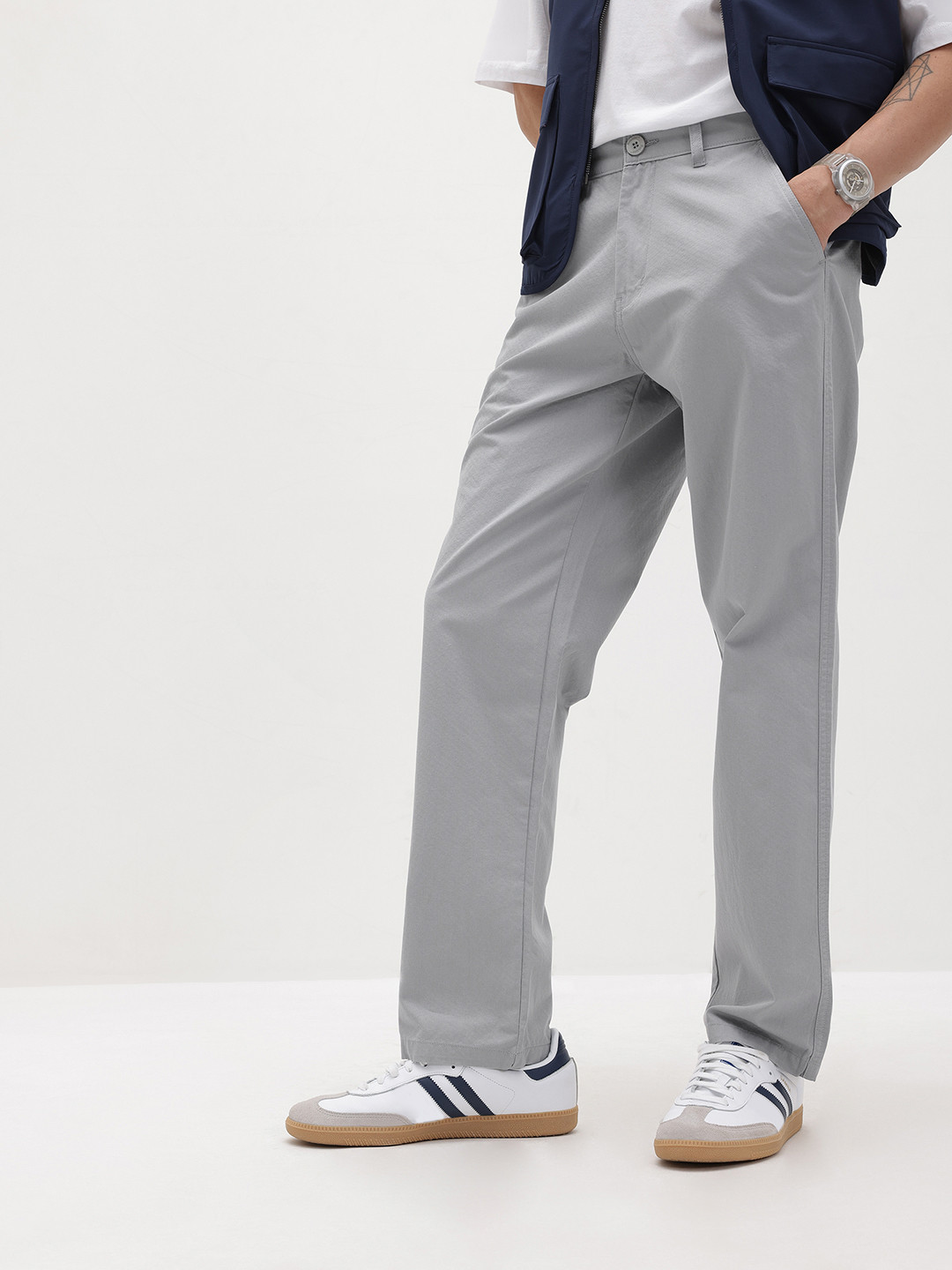 Buy The Roadster Life Co. Men Straight Fit Pure Cotton Chinos ...