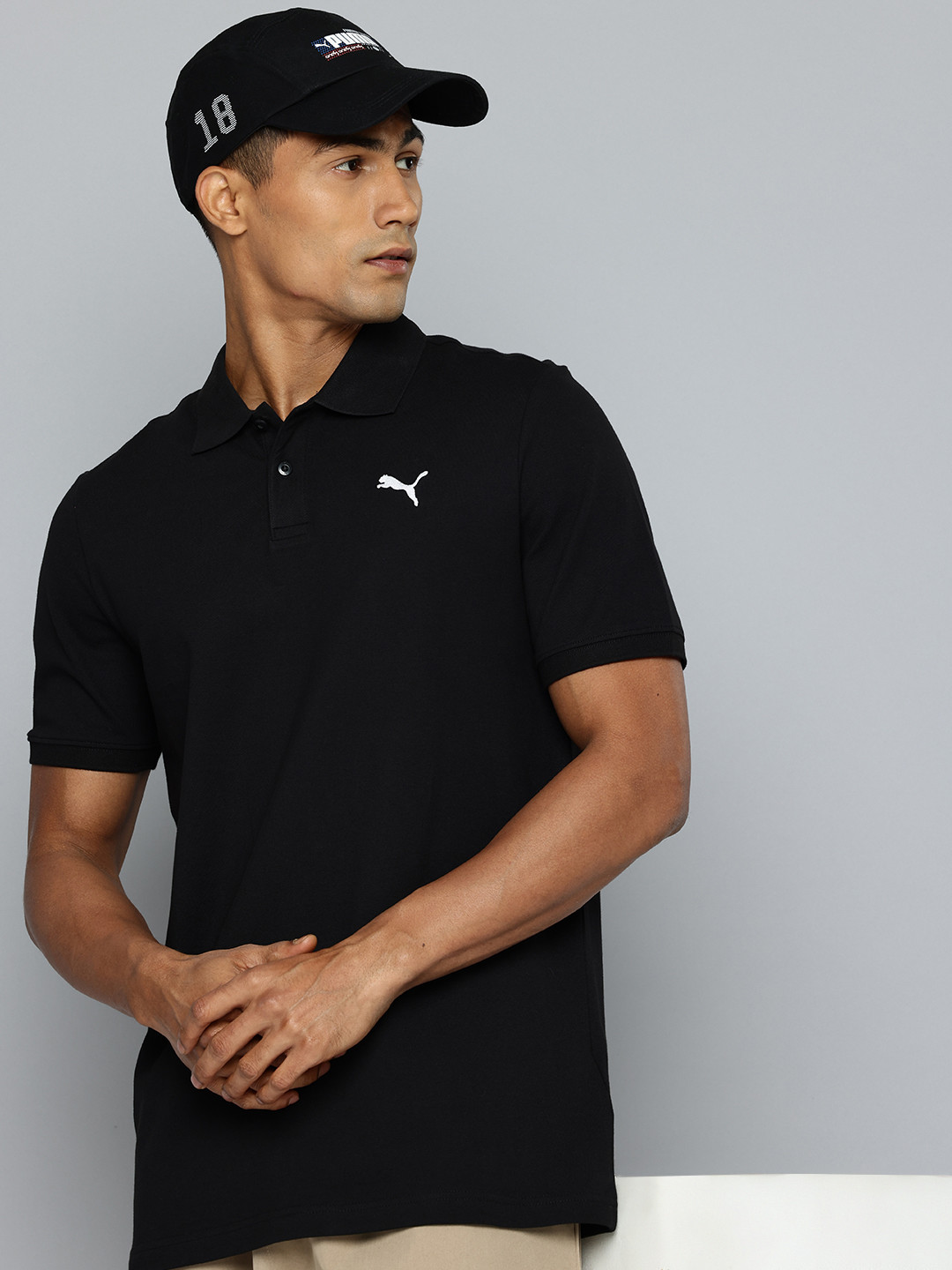 Pique Polo Collar Tee in Flax