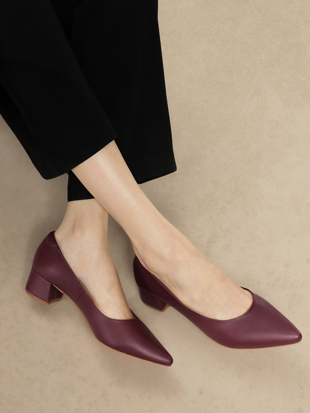 Point Toe Block Heels Pumps