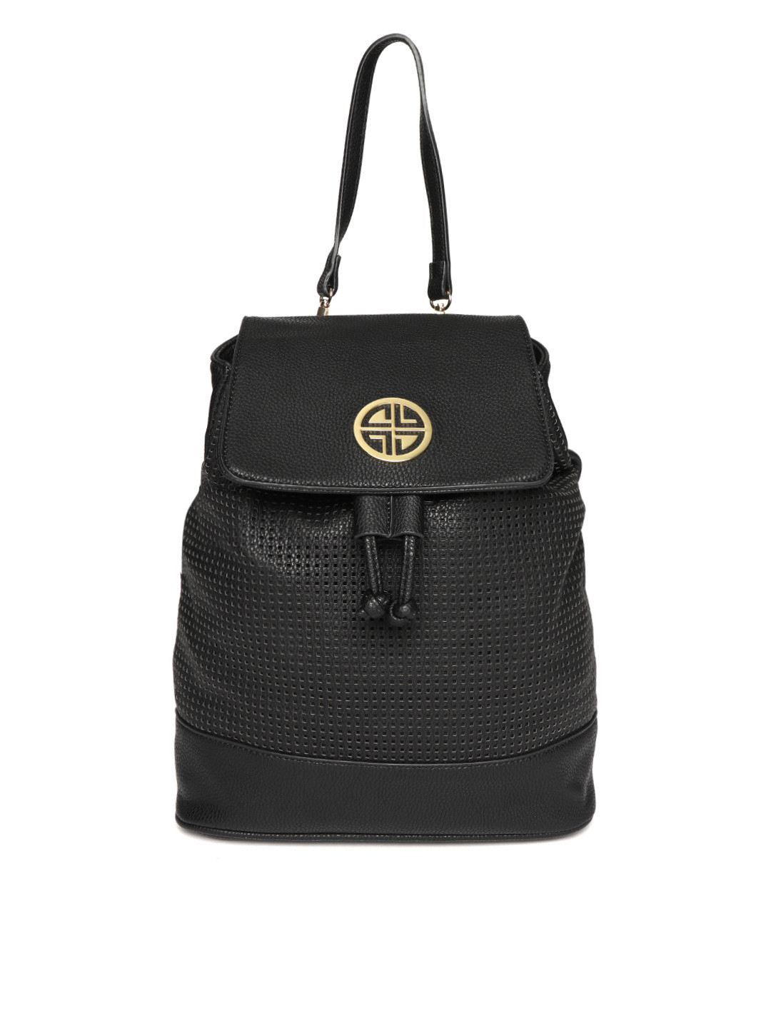 Buy Carlton London Women Black Cut Work Backpack With Detachable Handle