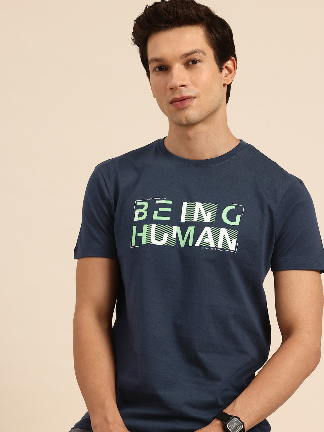 Green Slim Straight Fit Men's Polo T-Shirt by Being Human Clothing