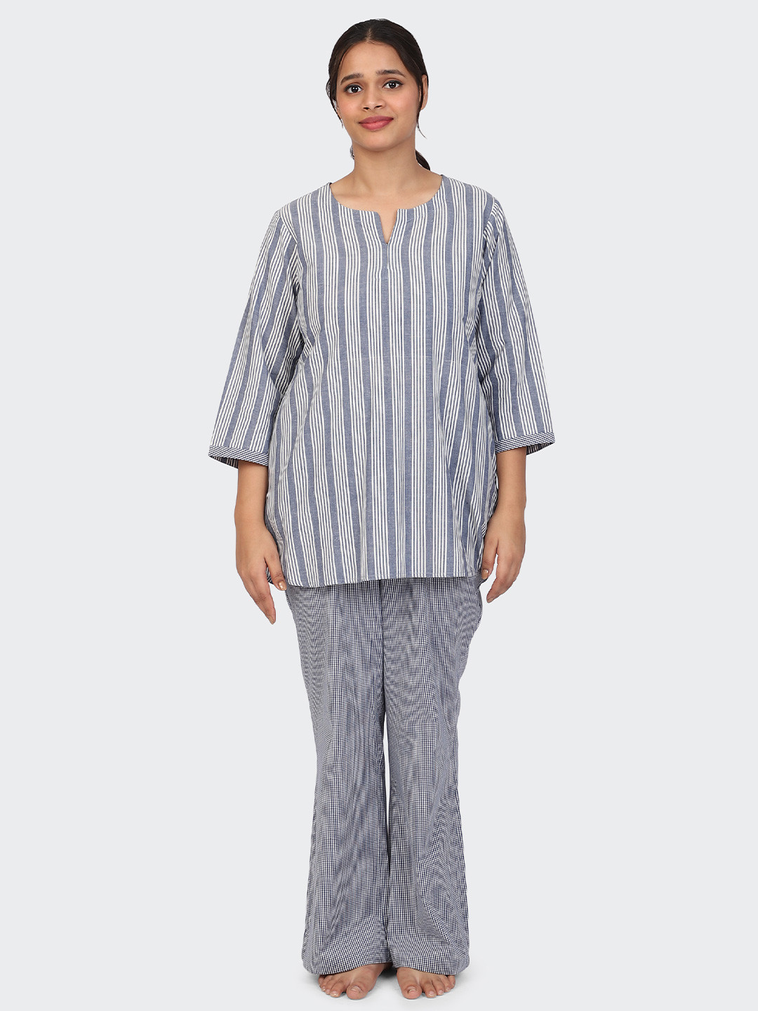 Buy HUE & HIDE Striped V Neck Top With Trousers Co Ords Set - Co Ords ...