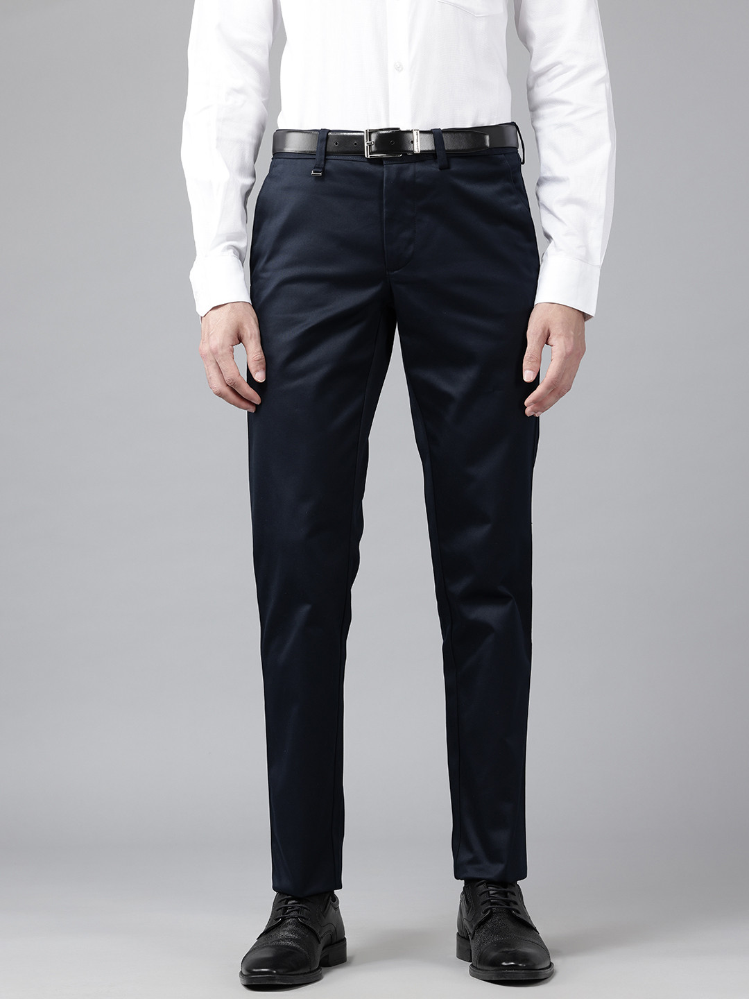 Buy Van Heusen Men Mid Rise Slim Fit Formal Trousers - Trousers for Men ...