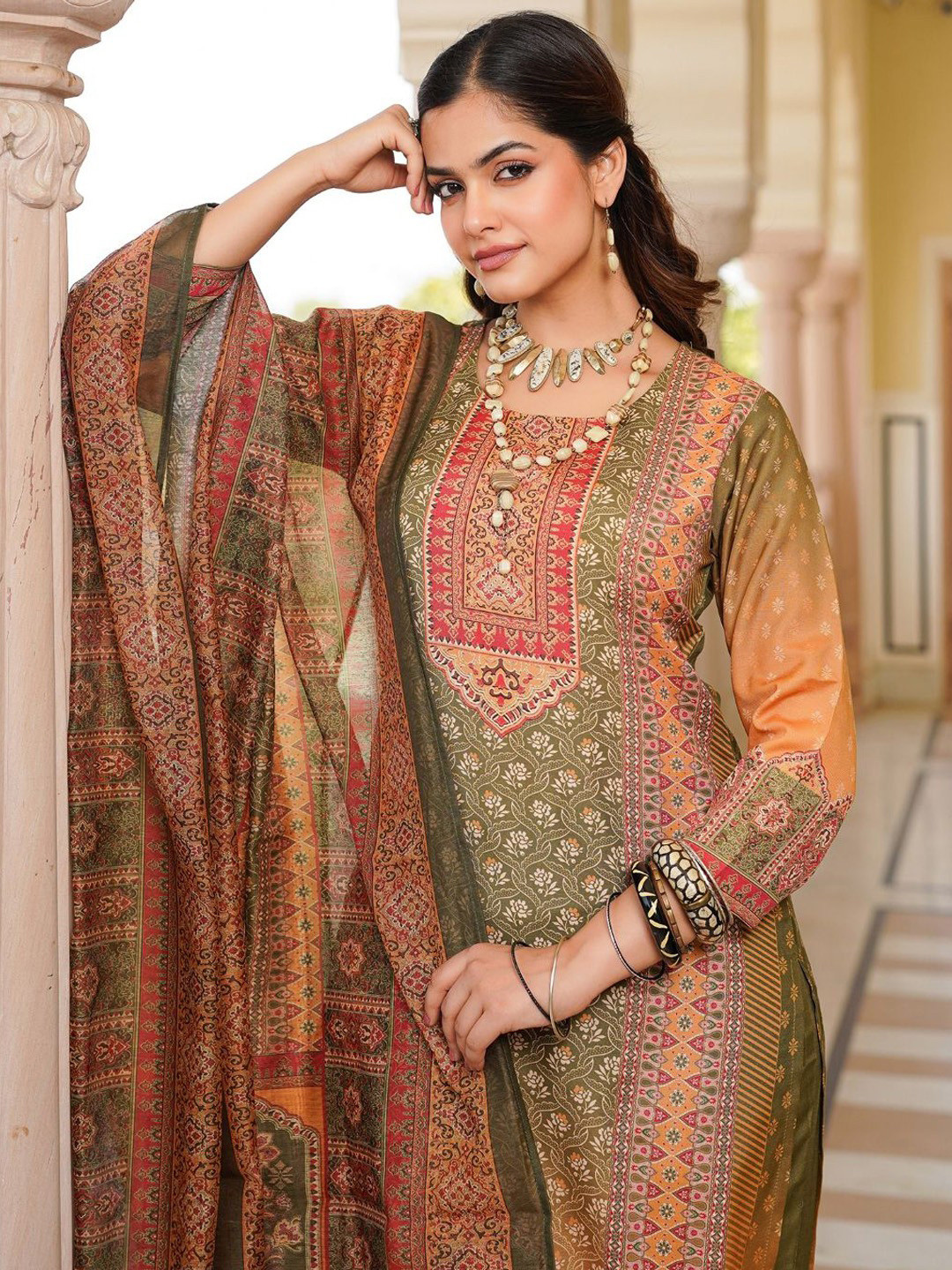 Women Ethnic Motifs Printed A-Line Kurta with Trousers & Dupatta