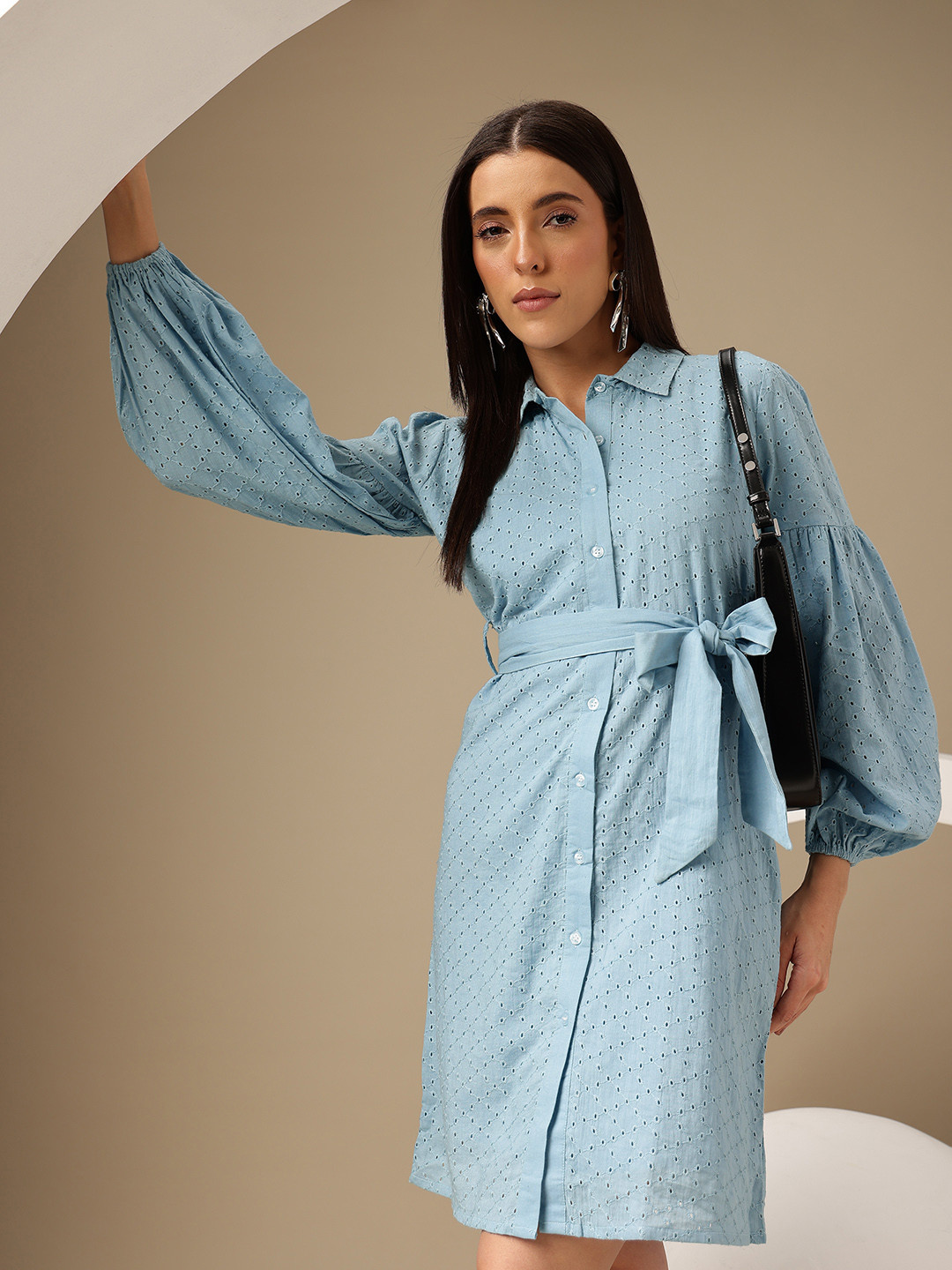 Pink Schiffli Shirt Dress