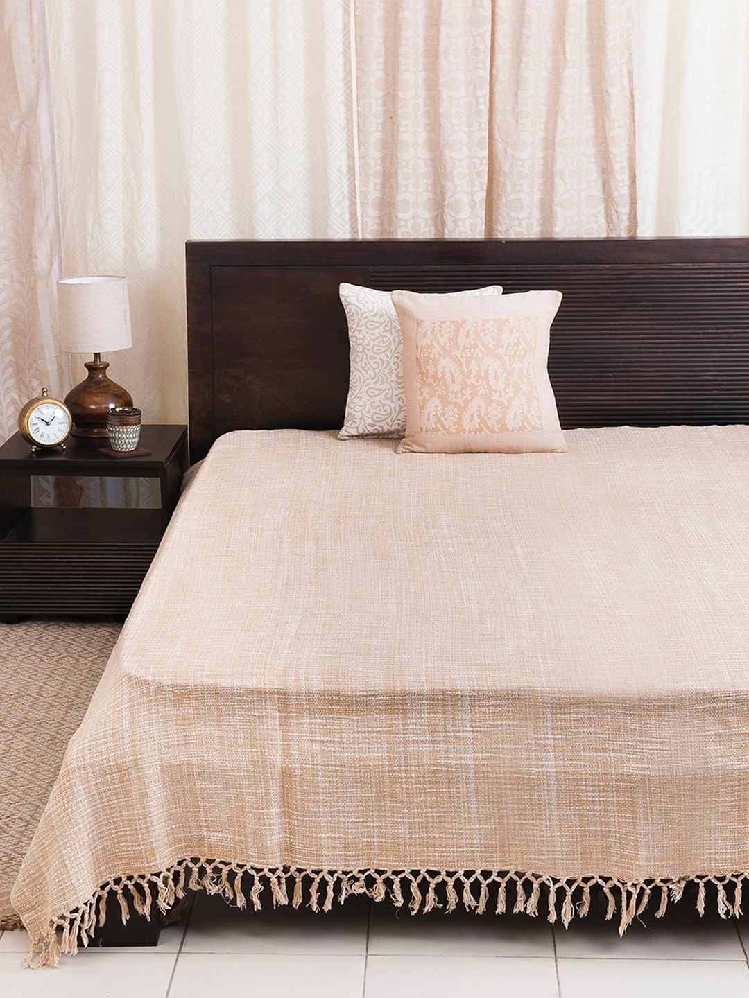 Buy Fabindia Beige 120TC Cotton Double King Bedsheet Bed Covers for