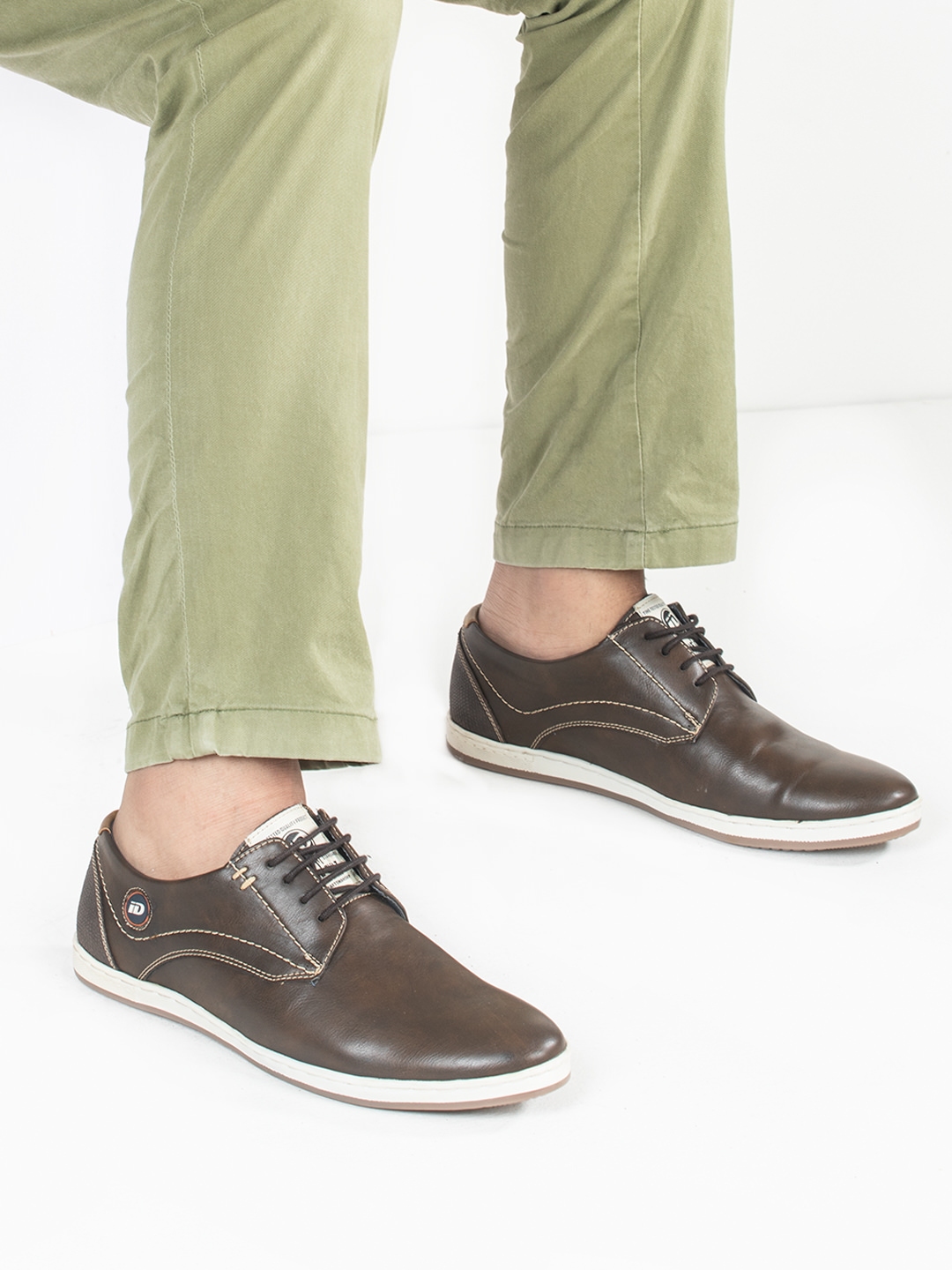 Buy ID Men Brown Leather Sneakers Casual Shoes for Men 3451899 Myntra