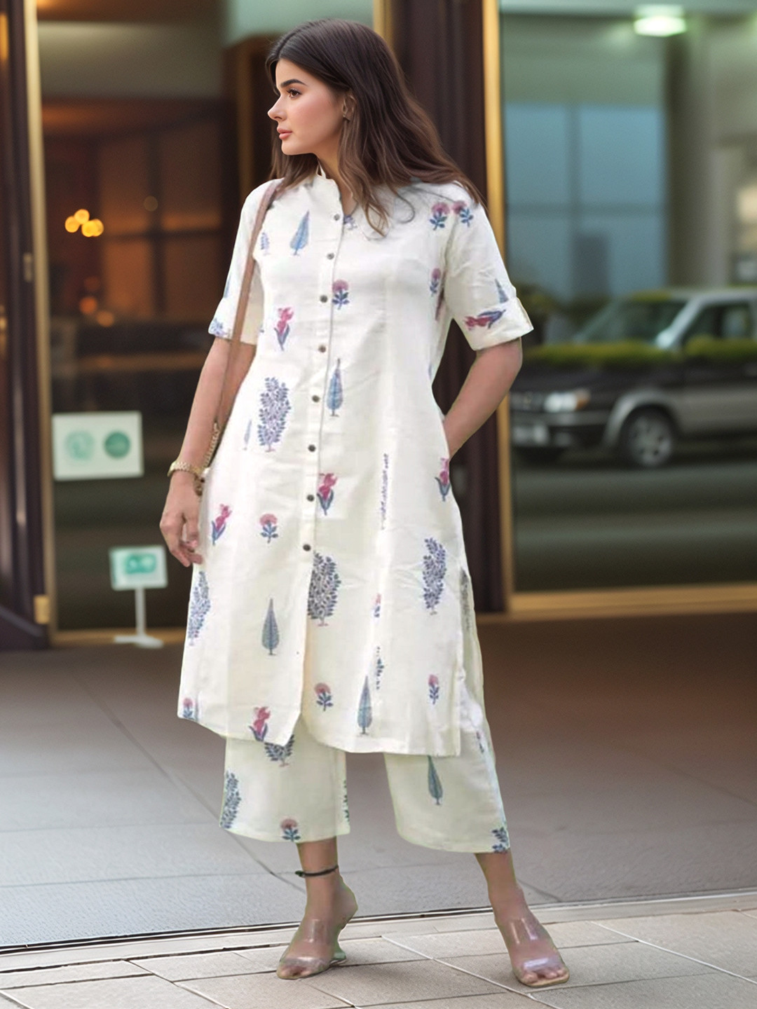 Women Printed Regular Kurta with Trousers