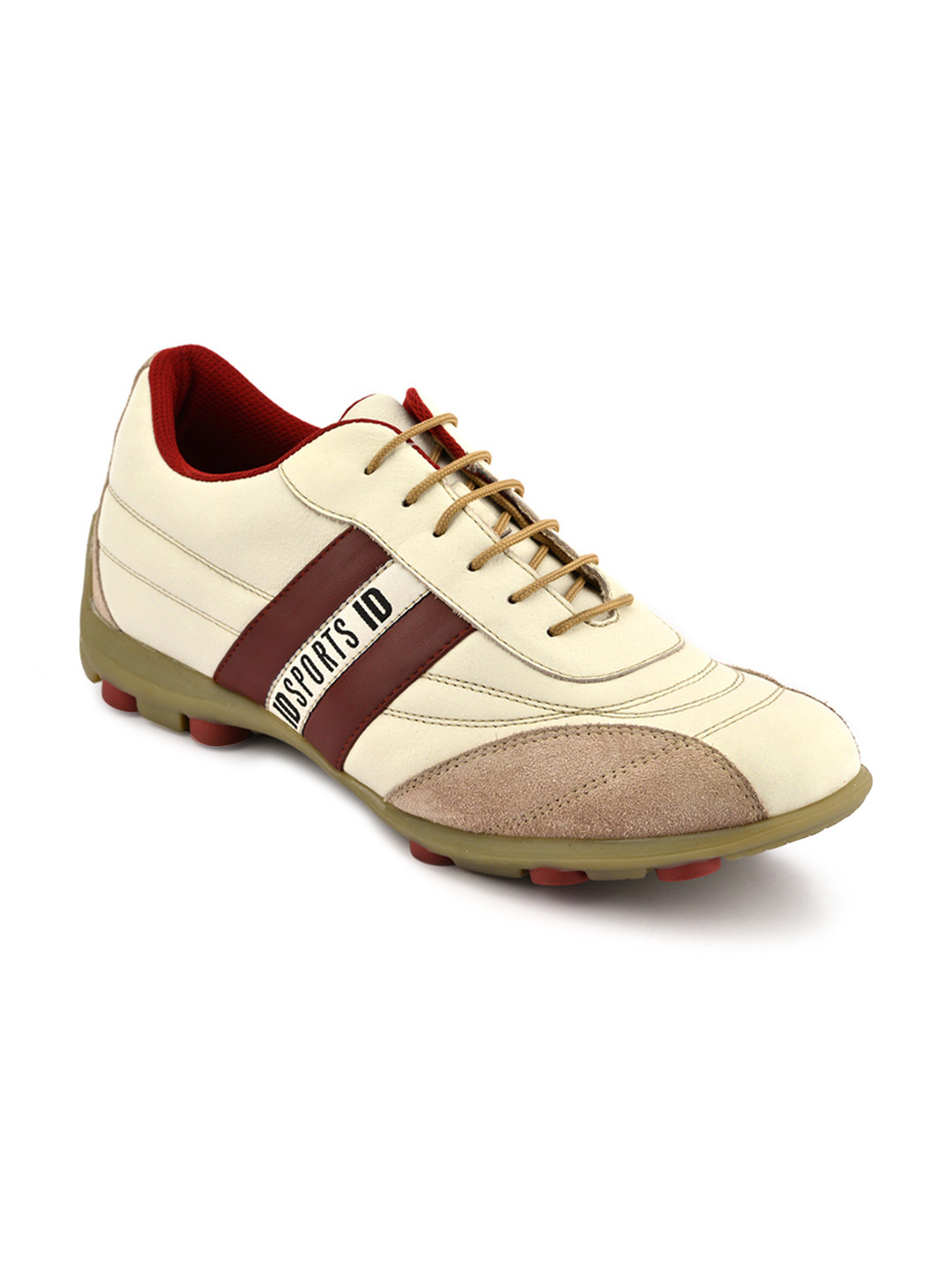 Buy ID Men Cream Coloured Leather Sneakers Casual Shoes for Men