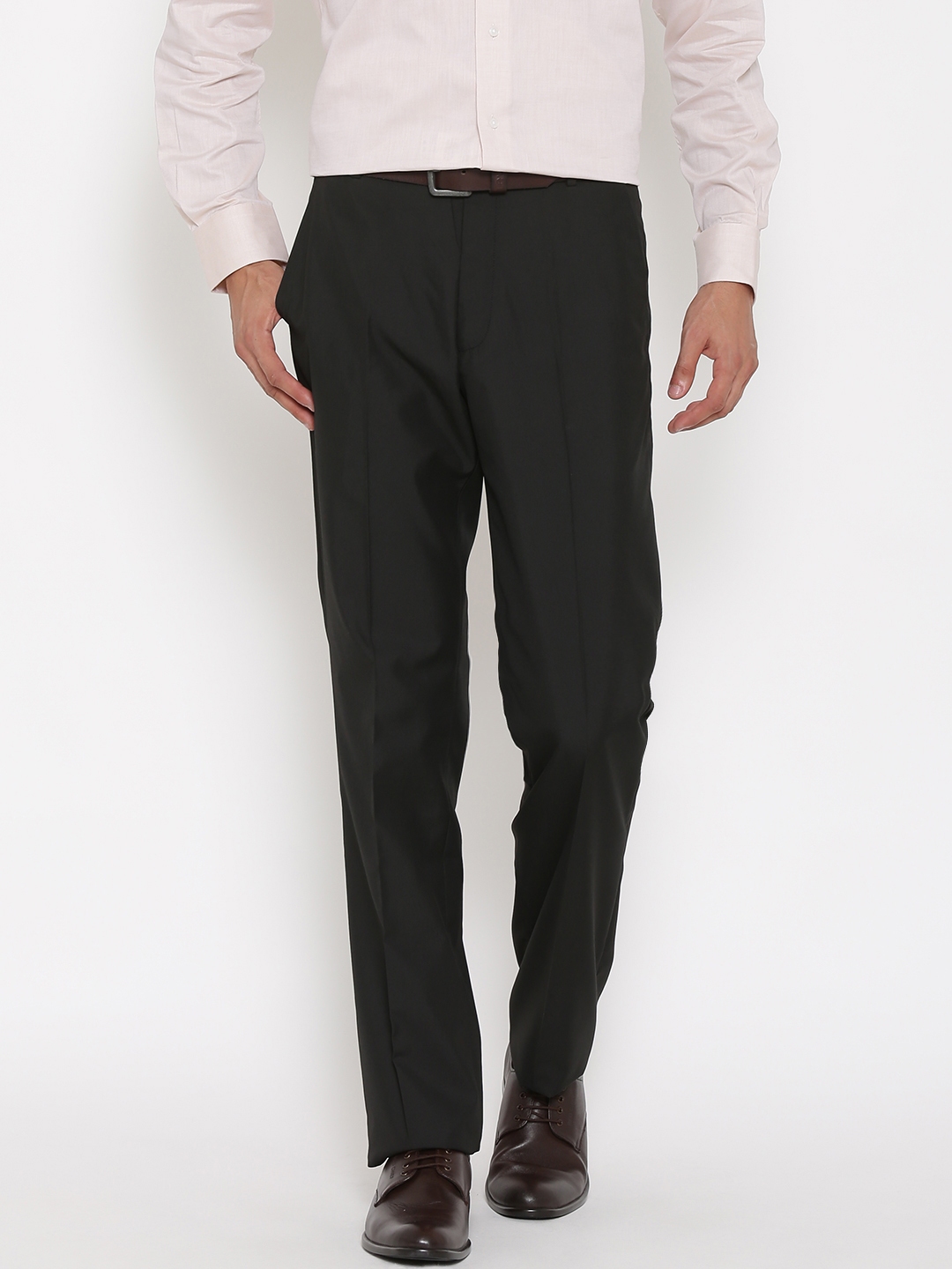 Buy Arrow Men Black Smart Fit Formal Trousers - Trousers for Men 379232 ...