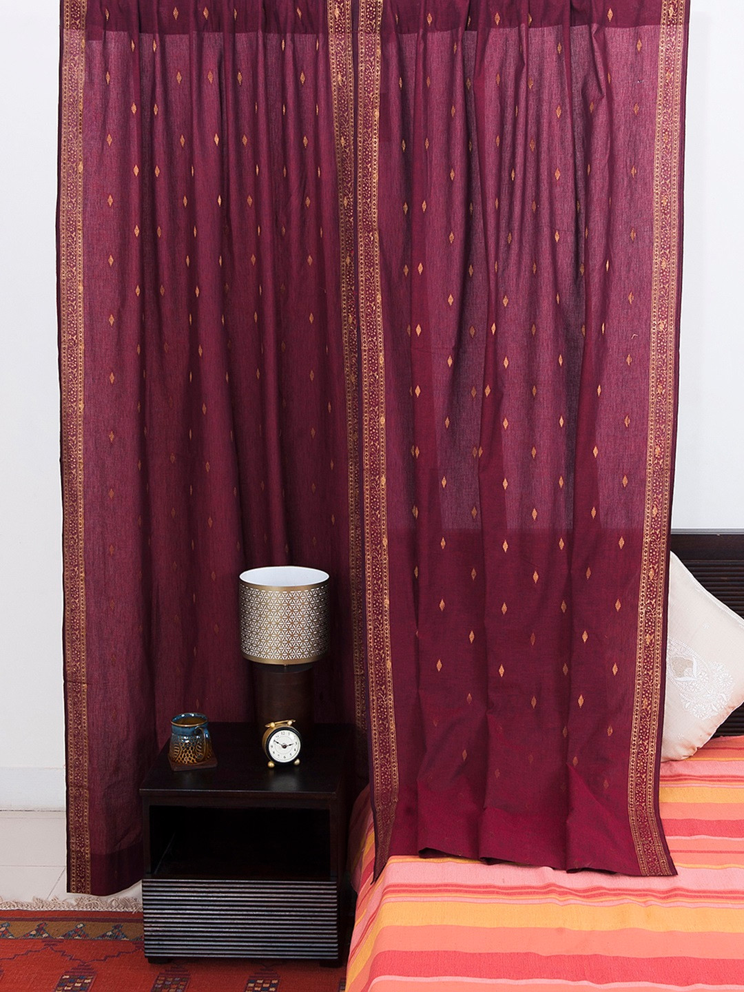 Buy Fabindia Magenta Printed Door Curtains Curtains And Sheers for