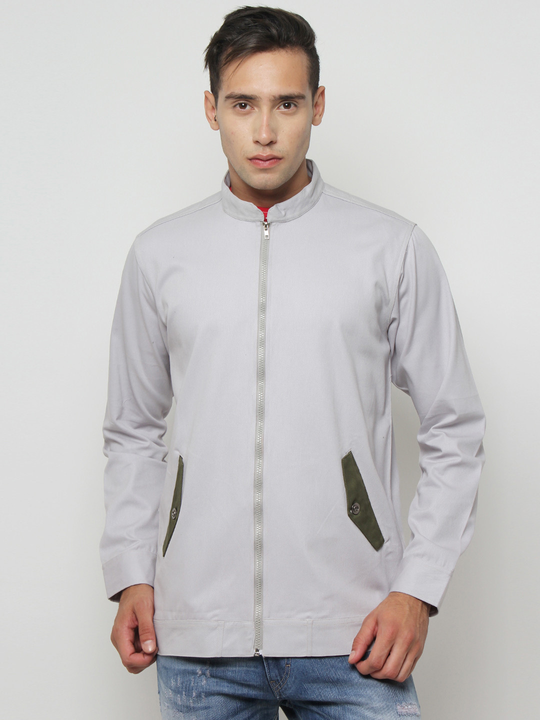 Buy SayItLoud Men Grey Solid Lightweight Sporty Jacket Jackets for